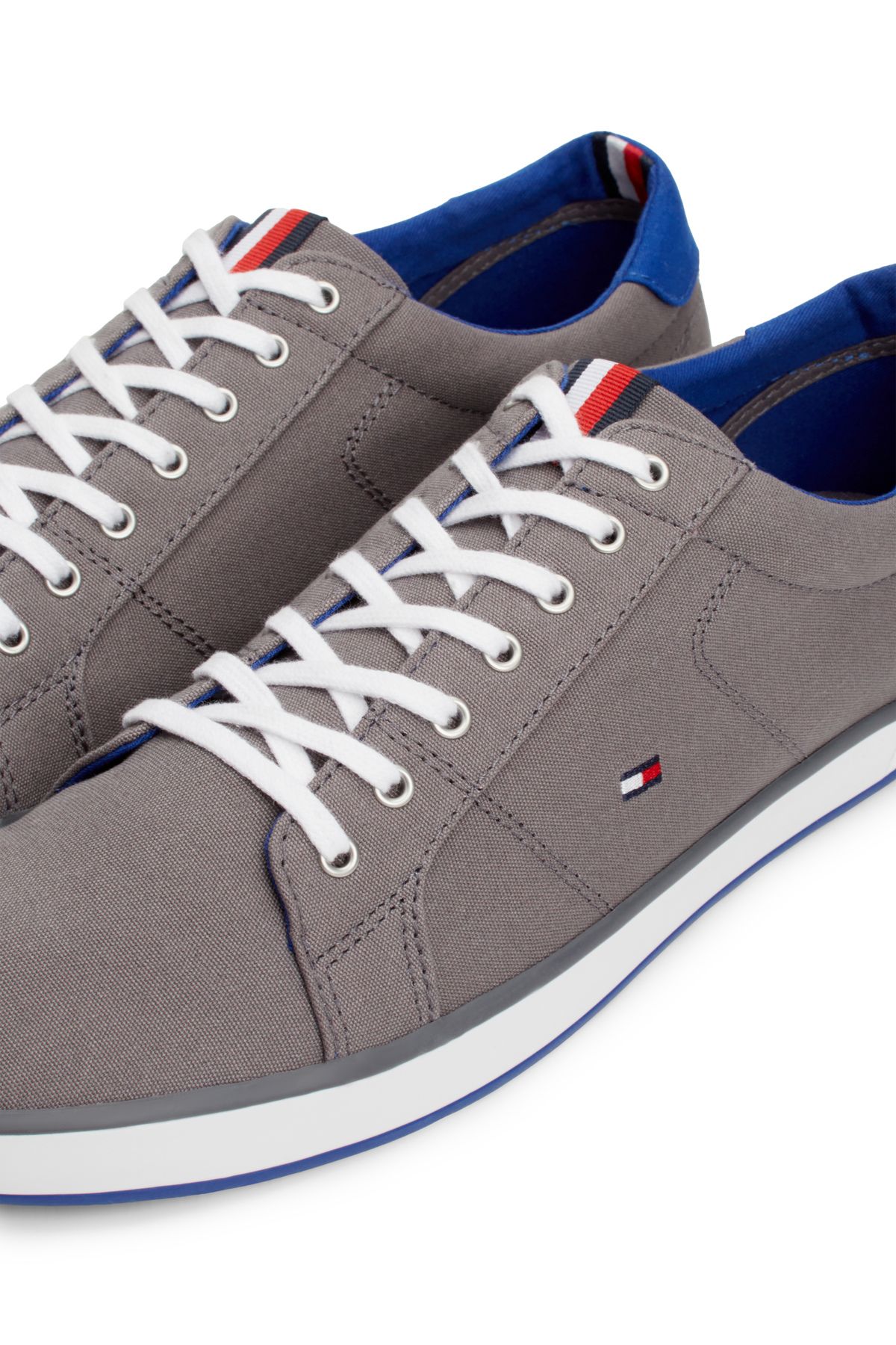 Tommy Hilfiger-Tommy Hilfiger Men Steel Grey Canvas Lace Up Sneakers 6