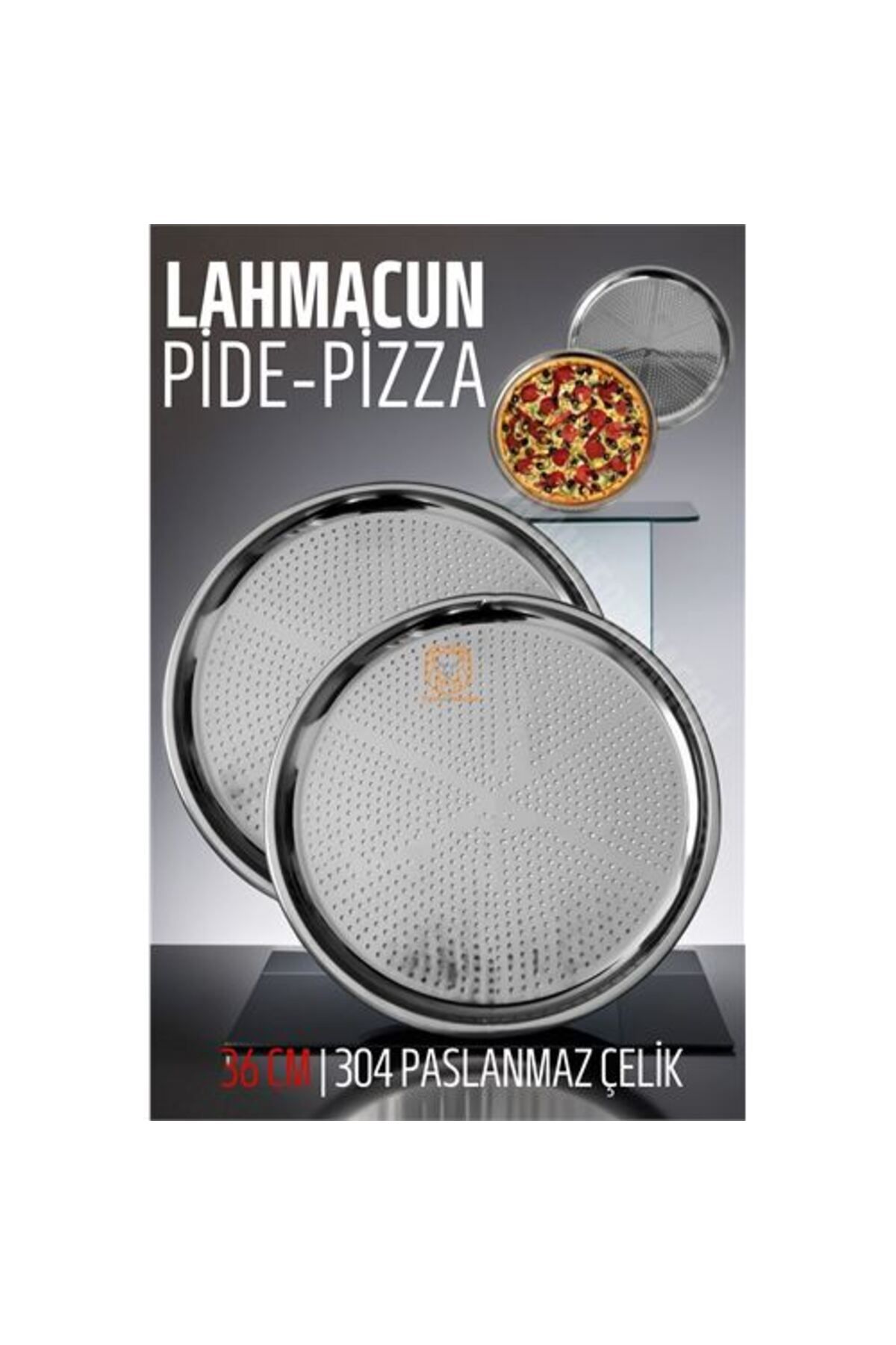 karadağsb Lahmacun Pizza Pide Pişirme Tepsisi 36 Cm 2 Li Set