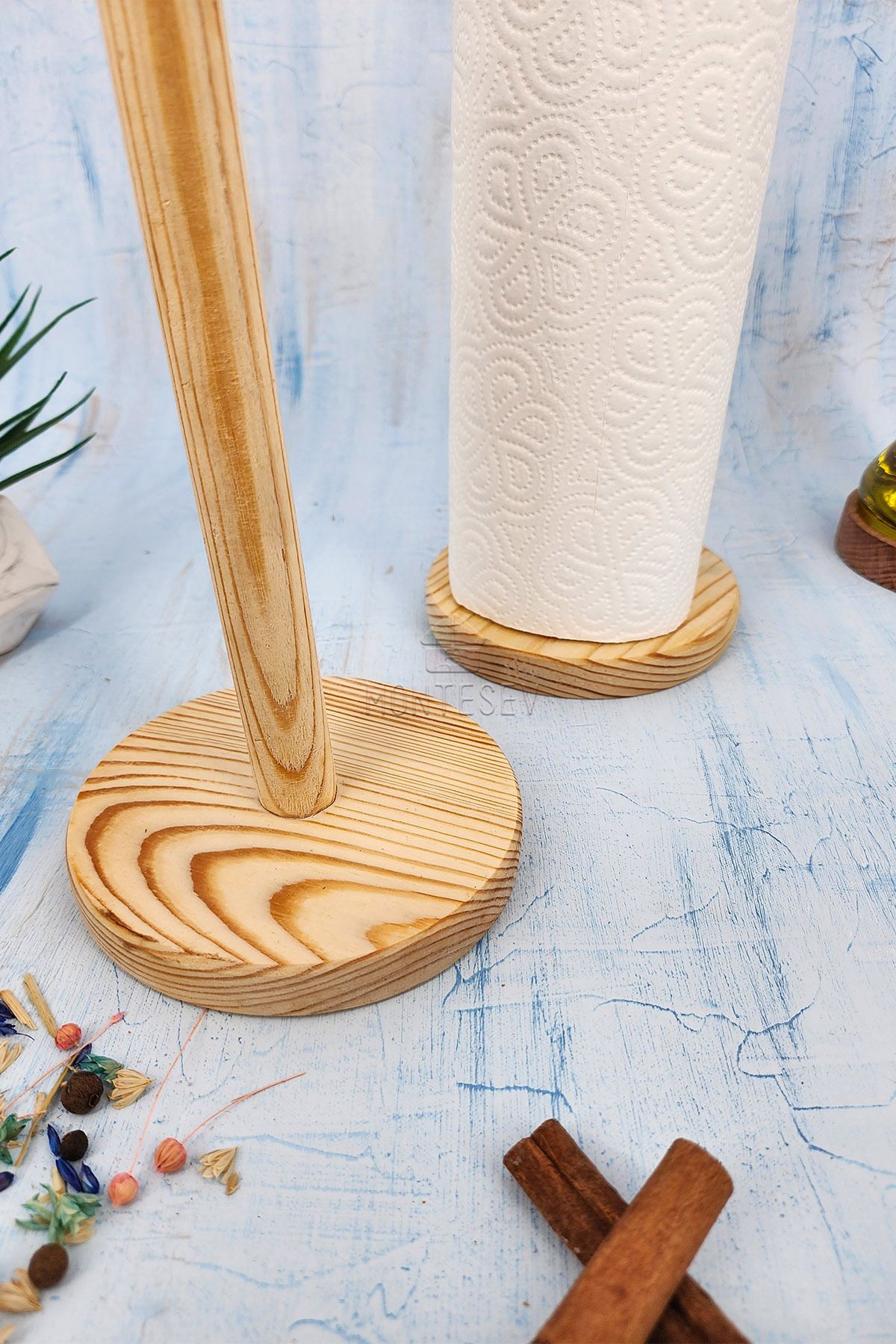MONTESEV-2Pcs Wooden Pine Tree Paper Towel Holder Wooden Napkin Holder Kitchen Organizer 5