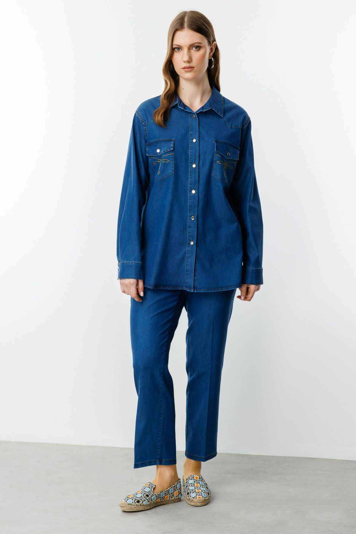 Mi Pret a Porter Pantaloni Mărime Plus - Bleumarin - Talie Elastic Talie Femeie - 44