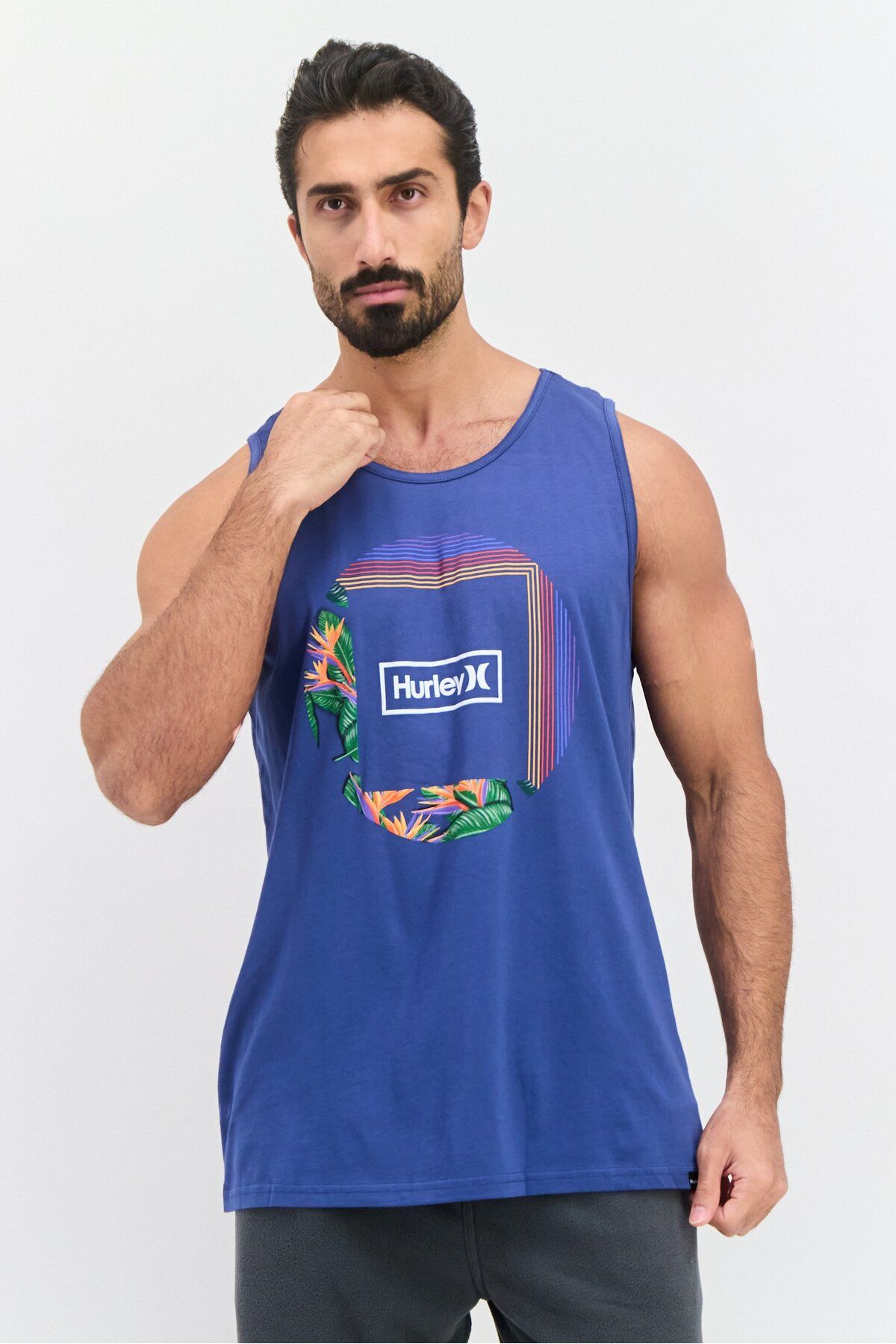 Hurley-Men Sportswear Fit Sleeveless Training Vest, Sage Blue 1