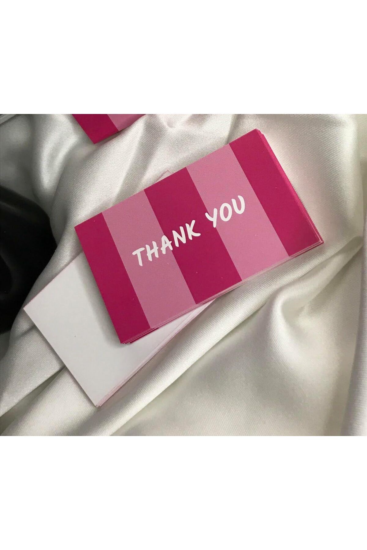 KDROĞLU MM Pink Thank You Card Pembe Çizgili Tebrik Teşekkür Kartları Kartı E Ticaret Hediye Kartı Mü