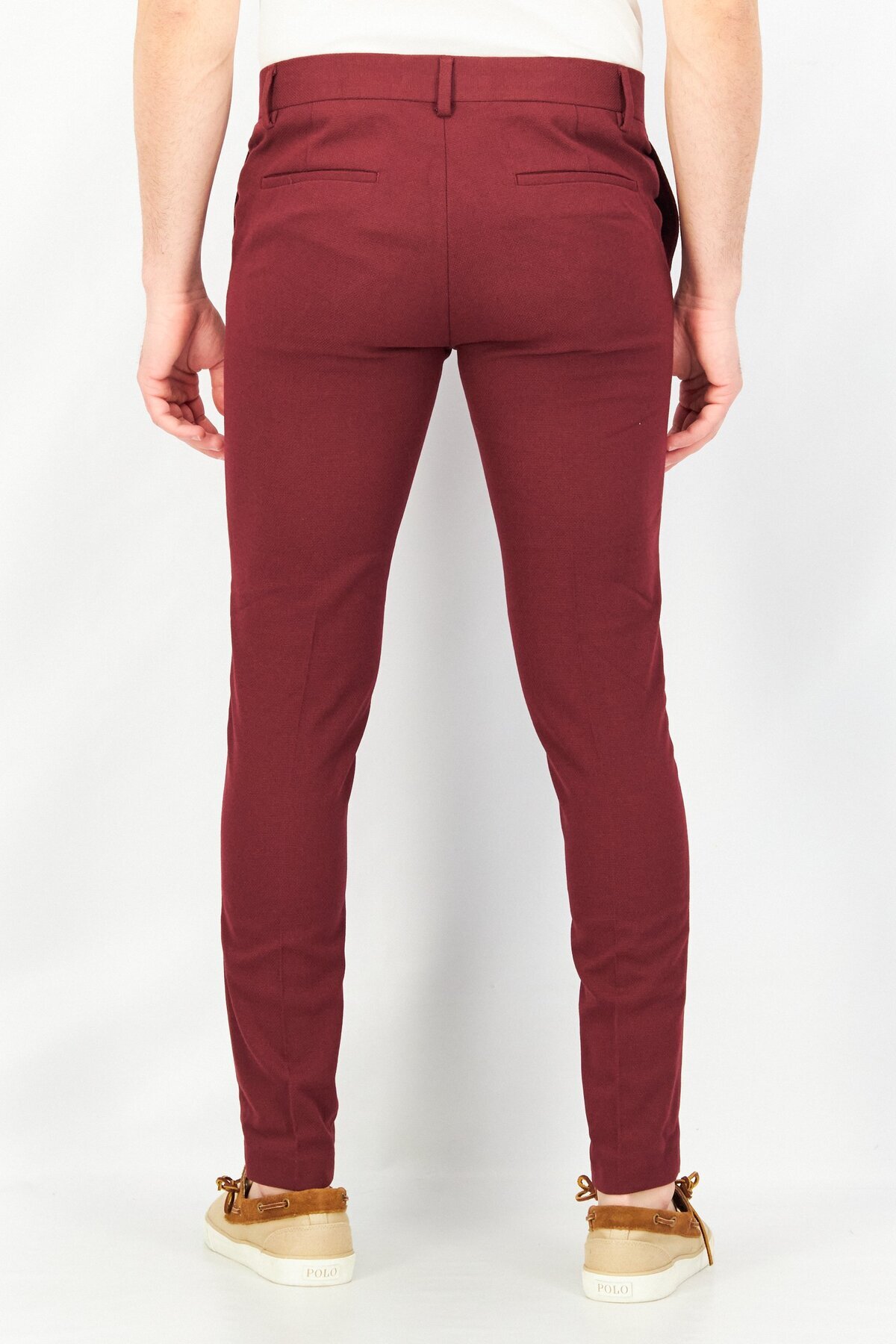 Asos Design-Men Regular Fit Textured Chino Pants, Burgundy 3