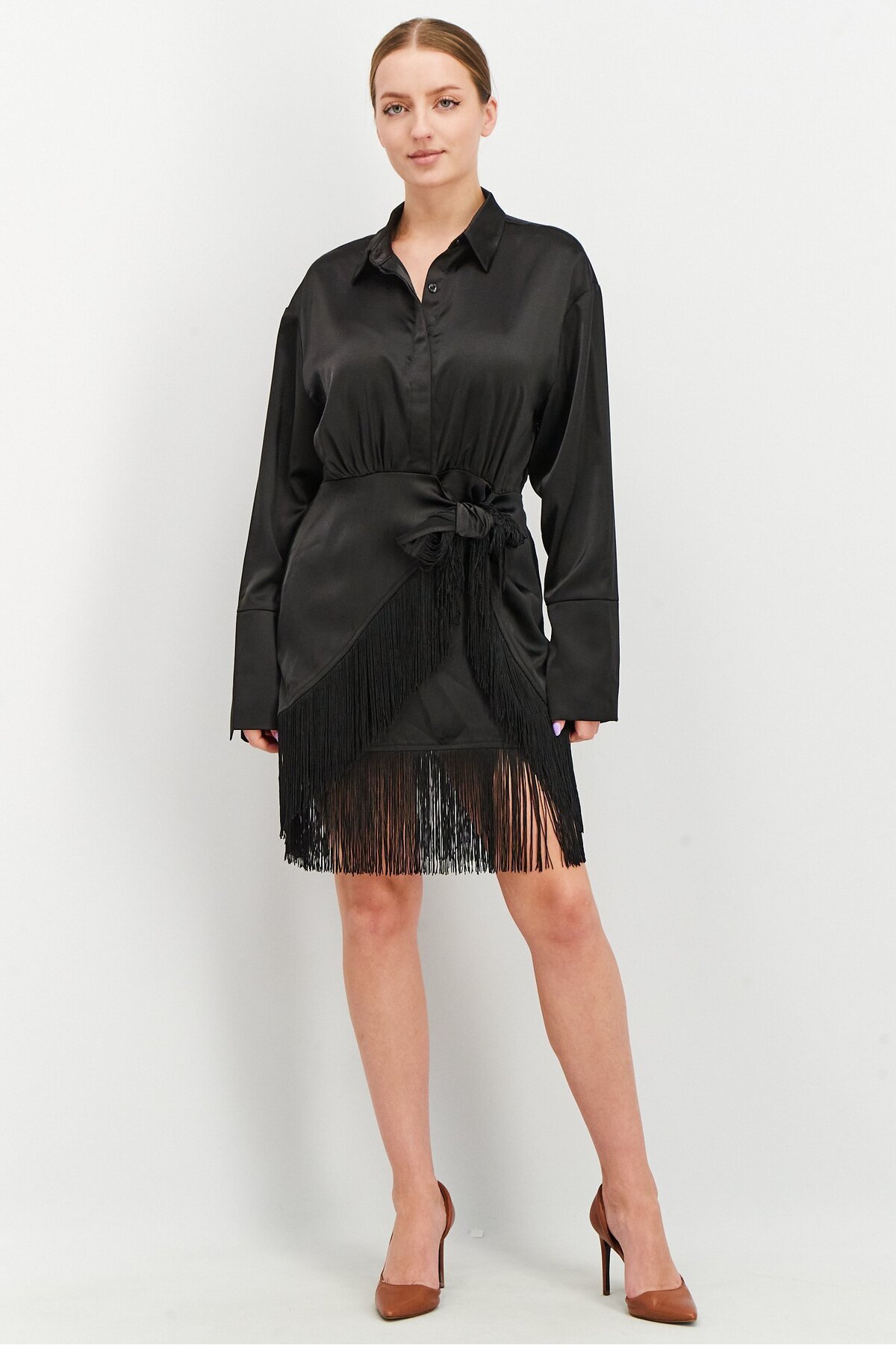 NA-KD-Women Frills Long Sleeve Mini Dress, Black 3
