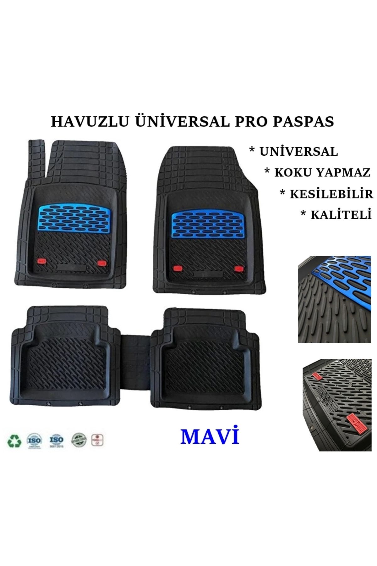 Your Happy House Skoda Octavia 2003 UYUMLU HAVUZLU ÜNIVERSAL MAXİ PASPAS MAVİ - SİYAH