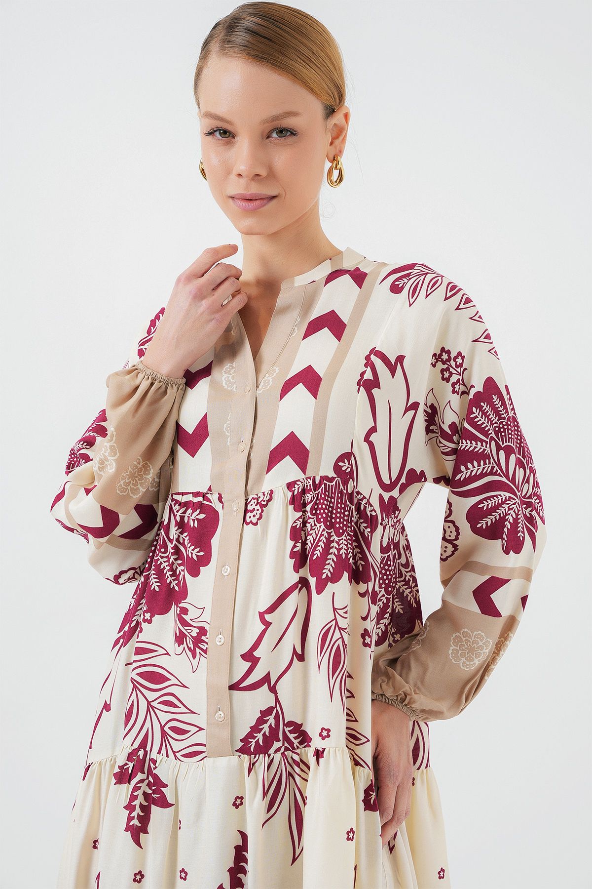 Bigdart-2423 Rochie Hijab cu model autentic - F. Fuchsia 3