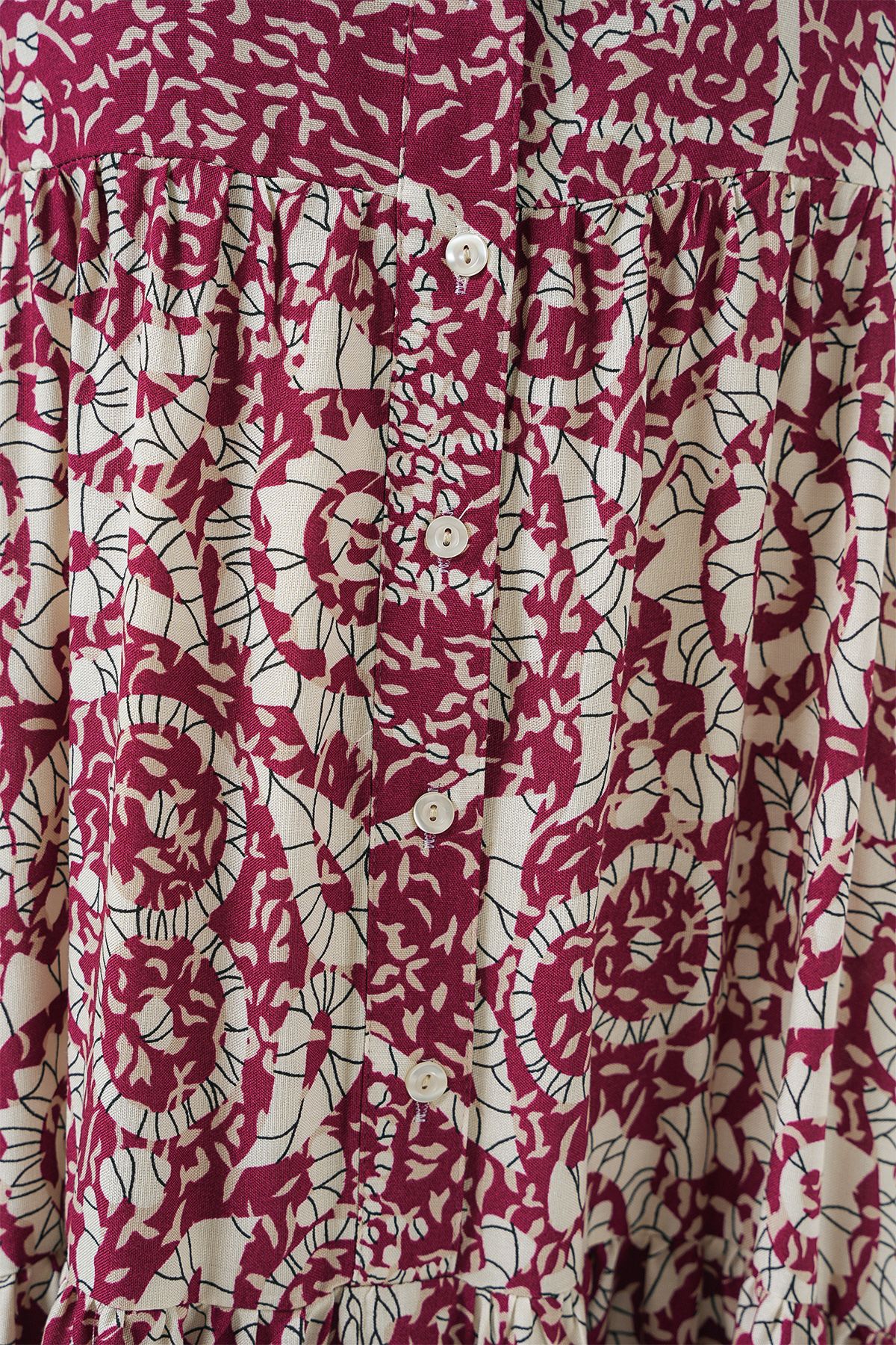 Bigdart-2423 Authentic Patterned Hijab Dress - E. Fuchsia 5
