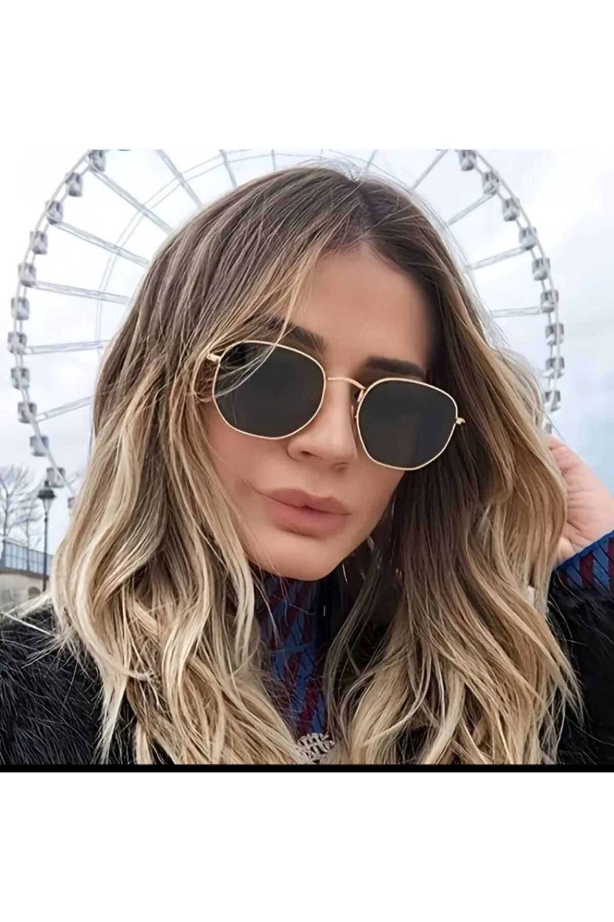 ModaLand Yeni Unisex Sezon Dikdörtgen Güneş Gözlüğü 3'Lü Fırsat lüks Seti görsel 3