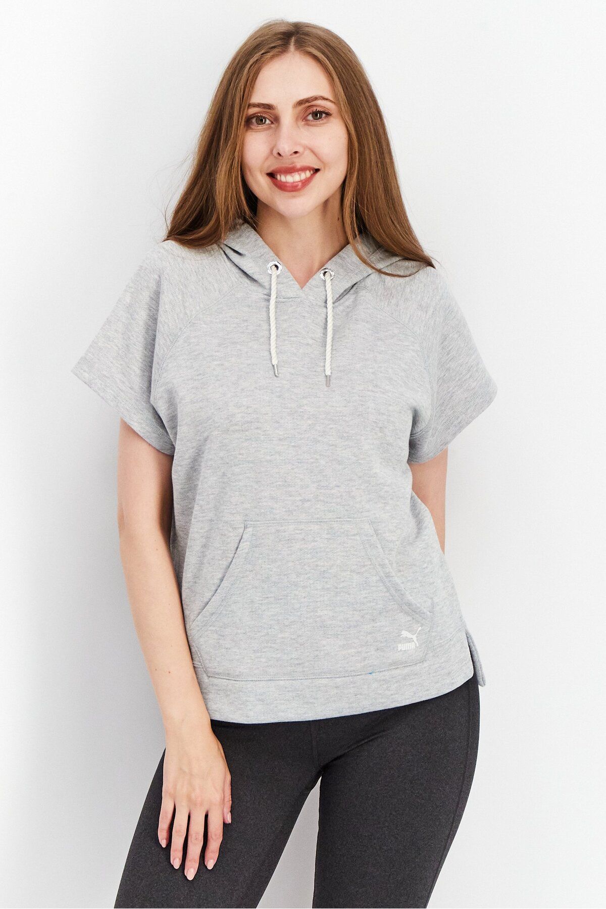 Puma-Women Sportswear Fit Sleeveless Training Hooded Sweatshirt, Grey 1