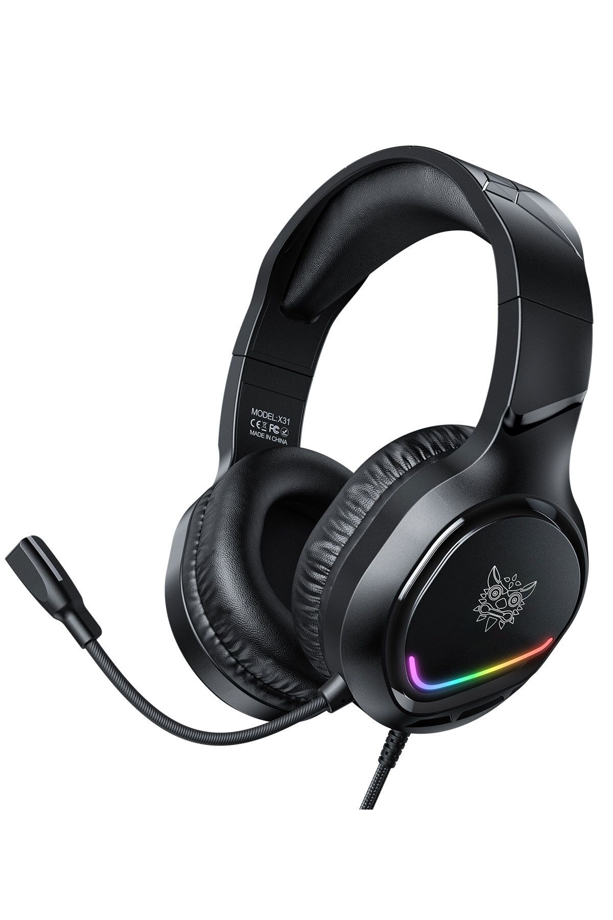 zibo Oyuncu Kulaklığı RGB Işıklı Mikrofonlu Kulak Üstü Gaming Kulaklık 3.5mm Jack + USB