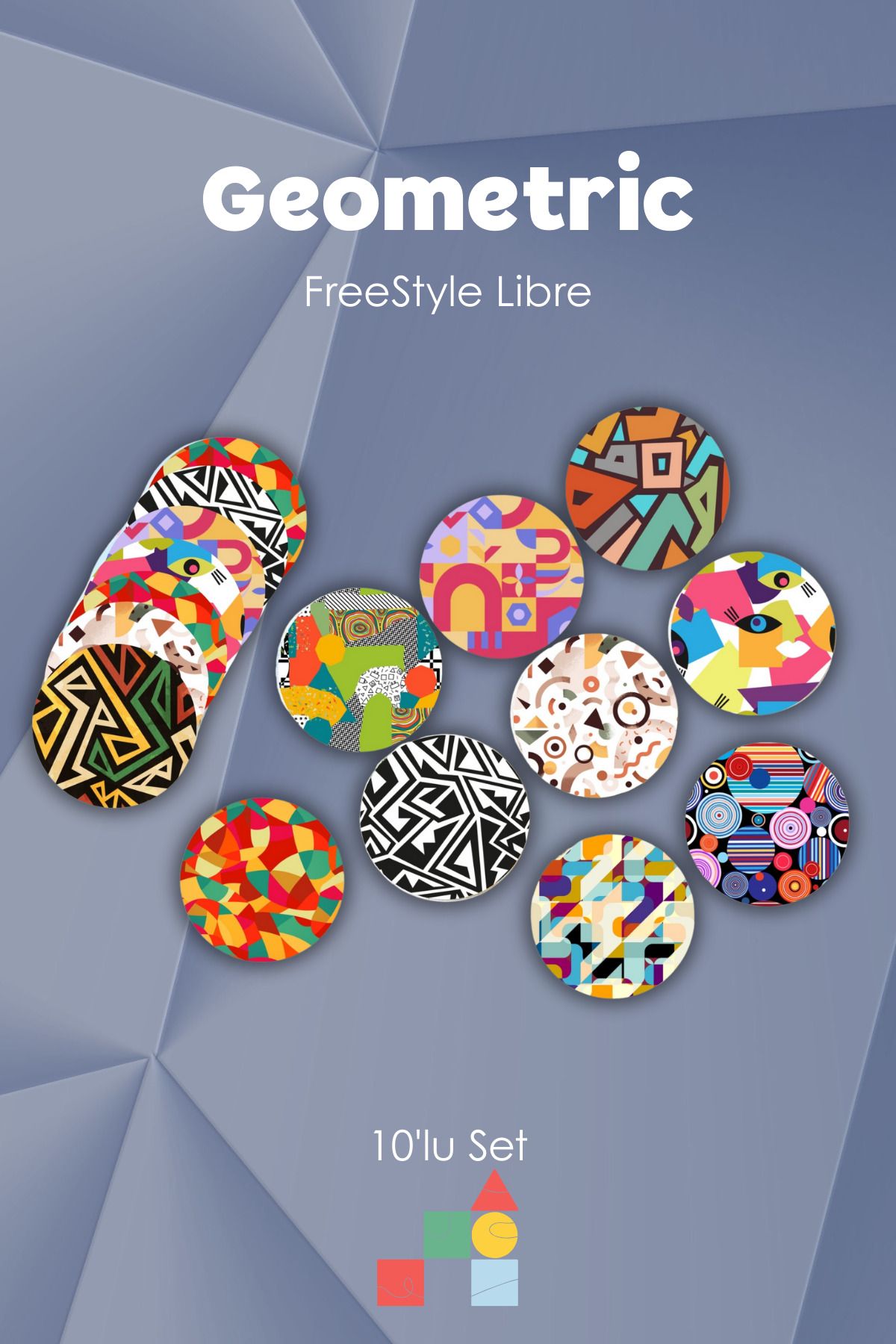 StickIT FreeStyle Libre Sensör Koruyucu Bant Geometric Serisi 10'lu Paket
