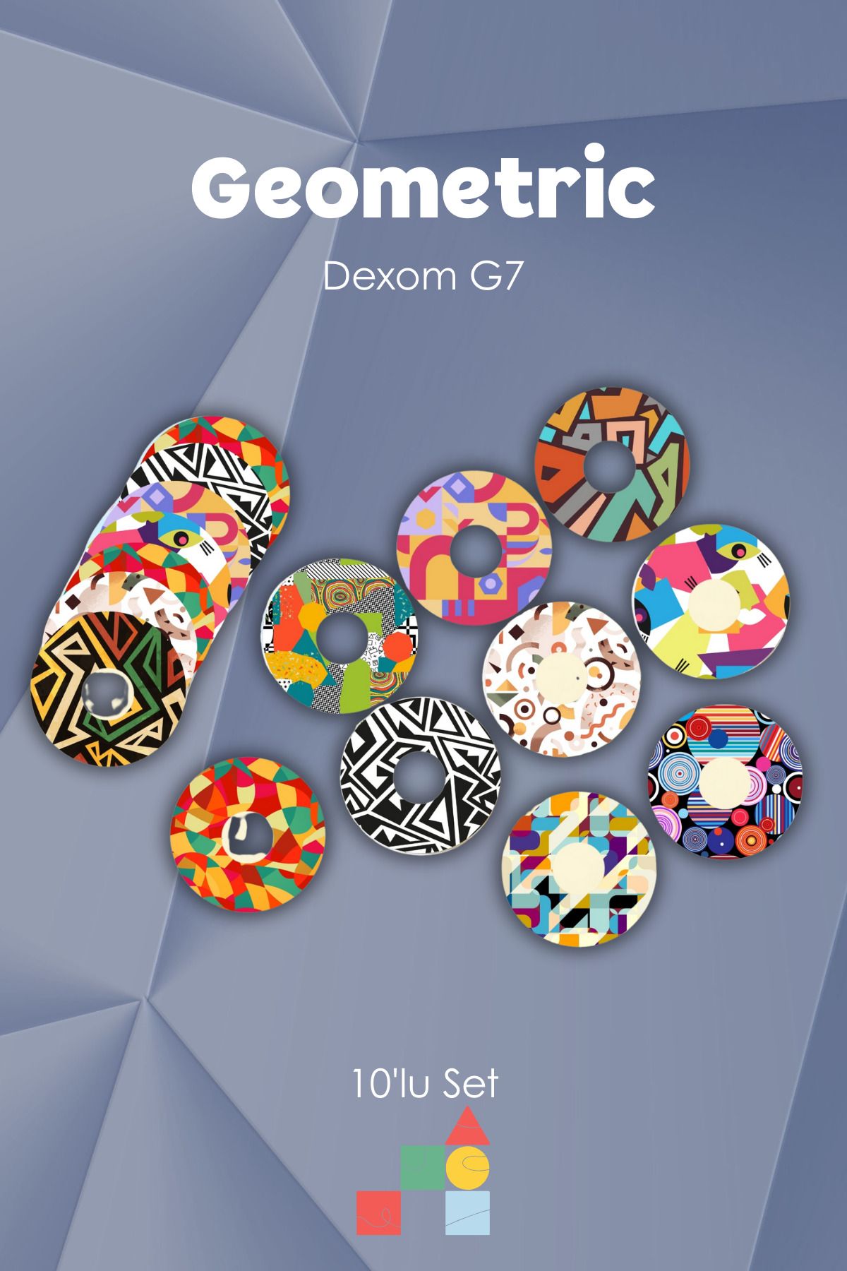 StickIT Dexcom G7 Sensör Koruyucu Bant Geometric Serisi 10'lu Paket