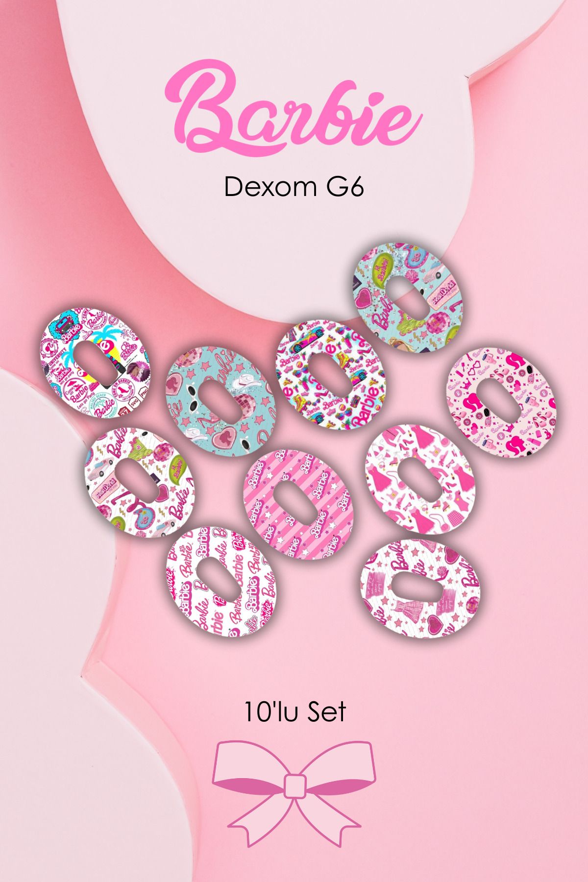 StickIT Dexcom G6 Sensör Koruyucu Bant Barbie Serisi 10'lu Paket