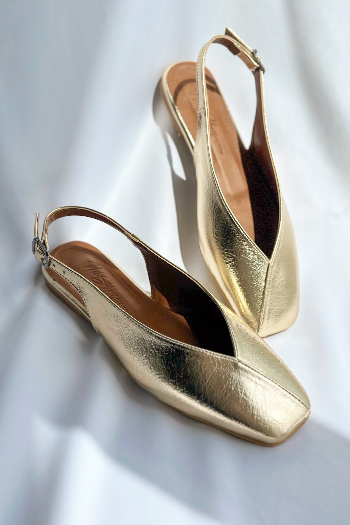 Nil Shoes  Miya Altın Cilt Babet - Görsel 4