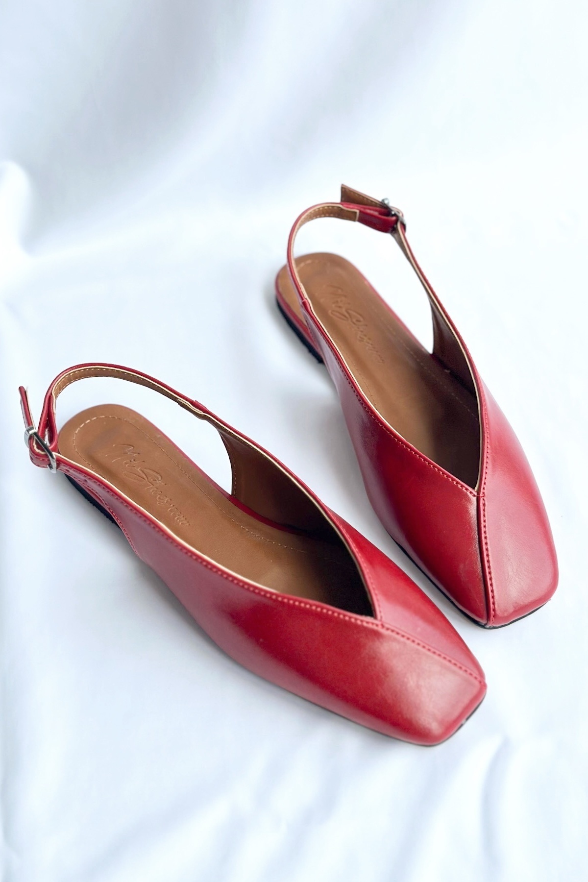 Nil Shoes  Miya Kırmızı Cilt Babet - Görsel 3