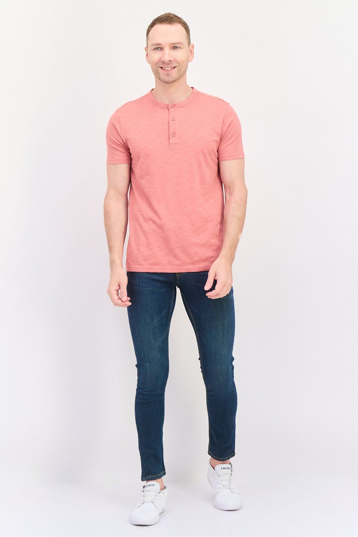 GAP-Men Henley Neck Short Sleeves Heather T-shirt, Sage Brown 4