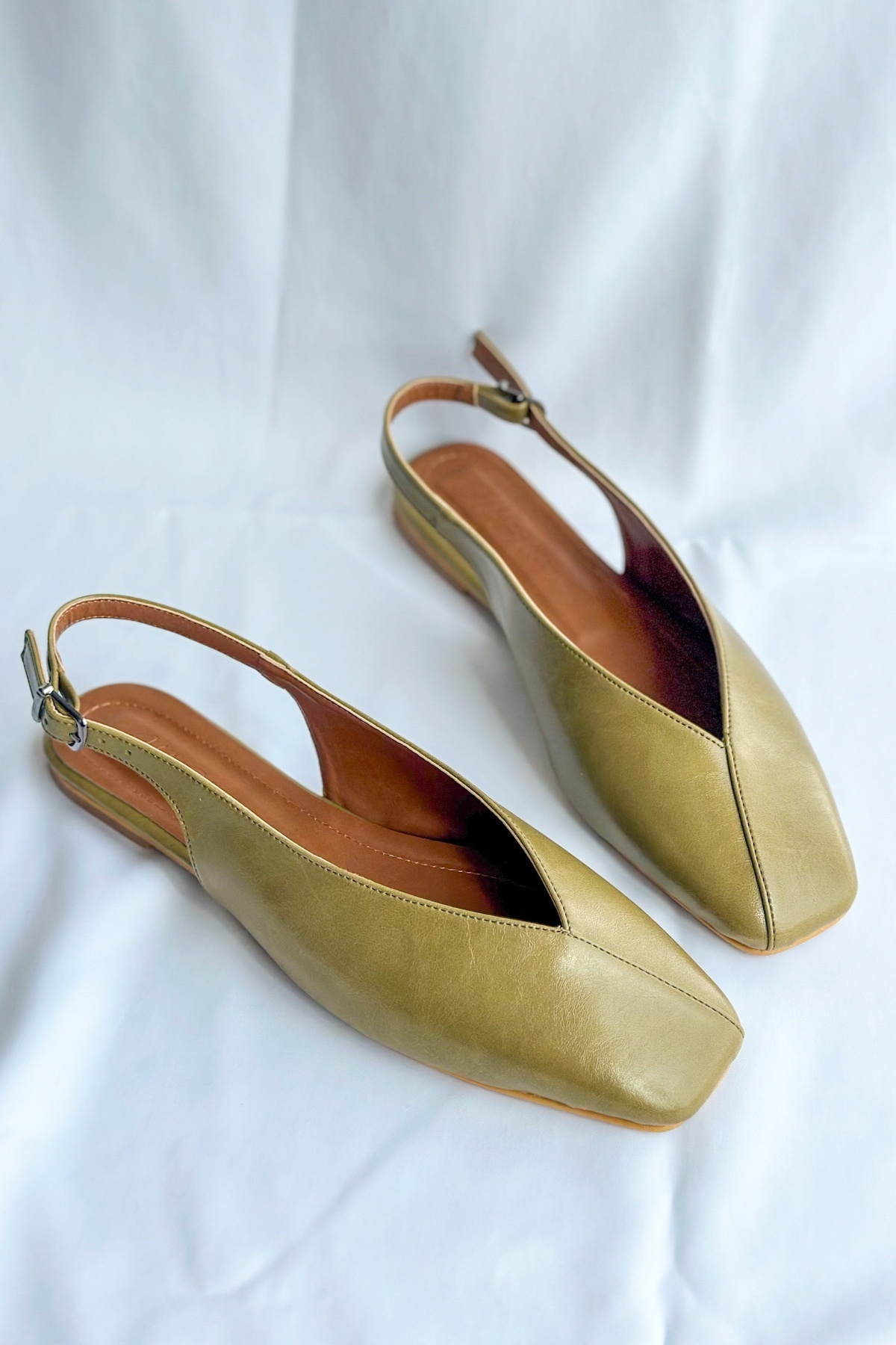 Nil Shoes  Miya Yağ Yeşili Cilt Babet - Görsel 5