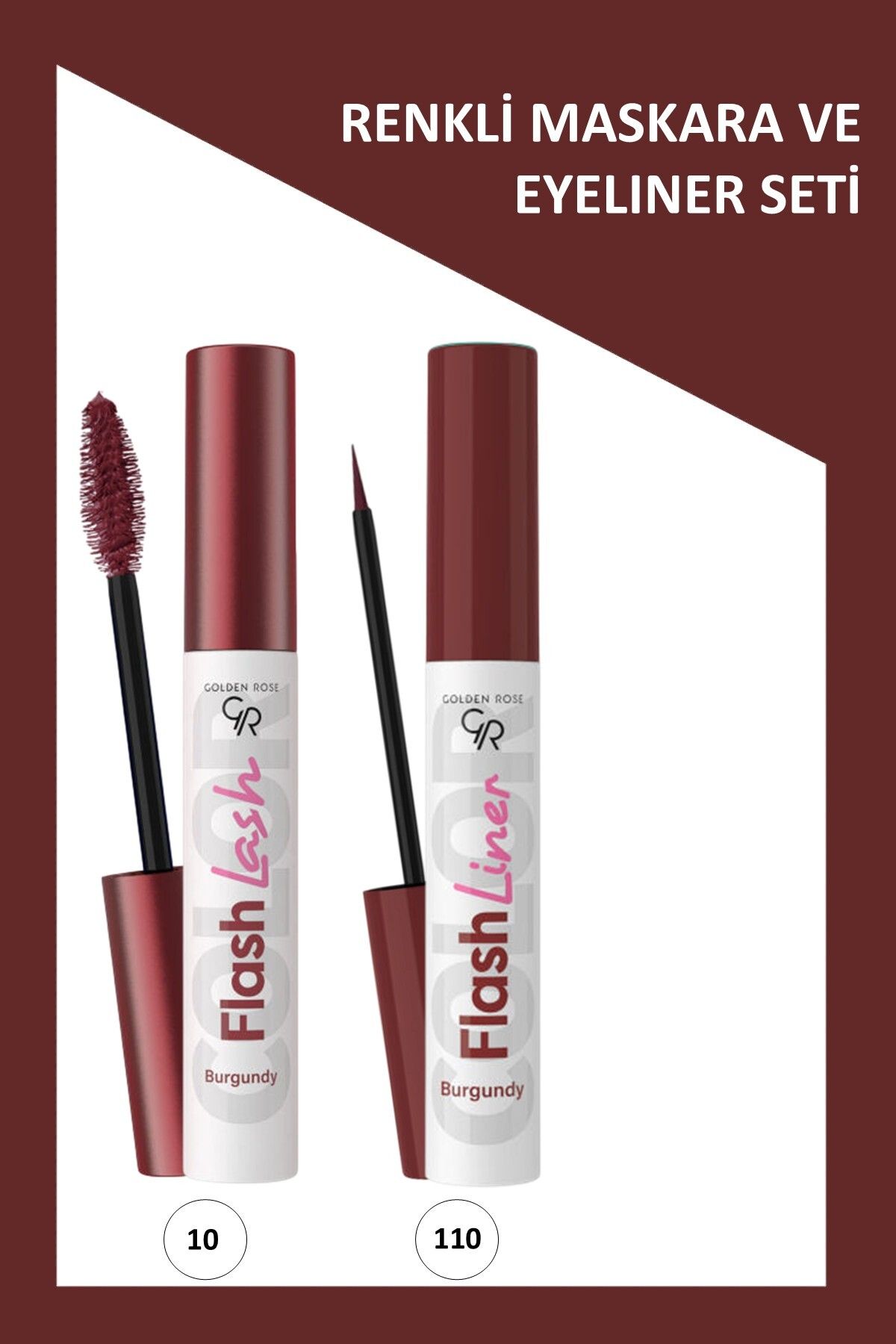 Golden Rose Flash Lash Bordo Maskara ve Flash Liner Makyaj Seti