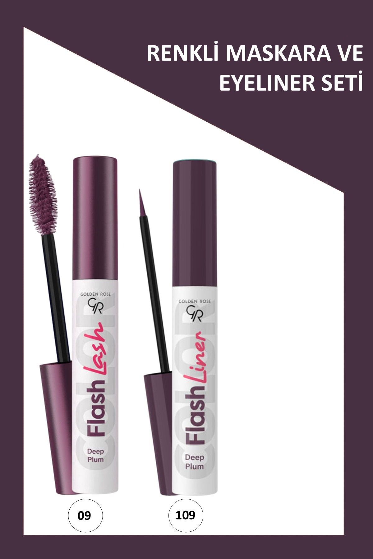 Golden Rose Flash Lash Mürdüm Maskara ve Flash Liner Makyaj Seti