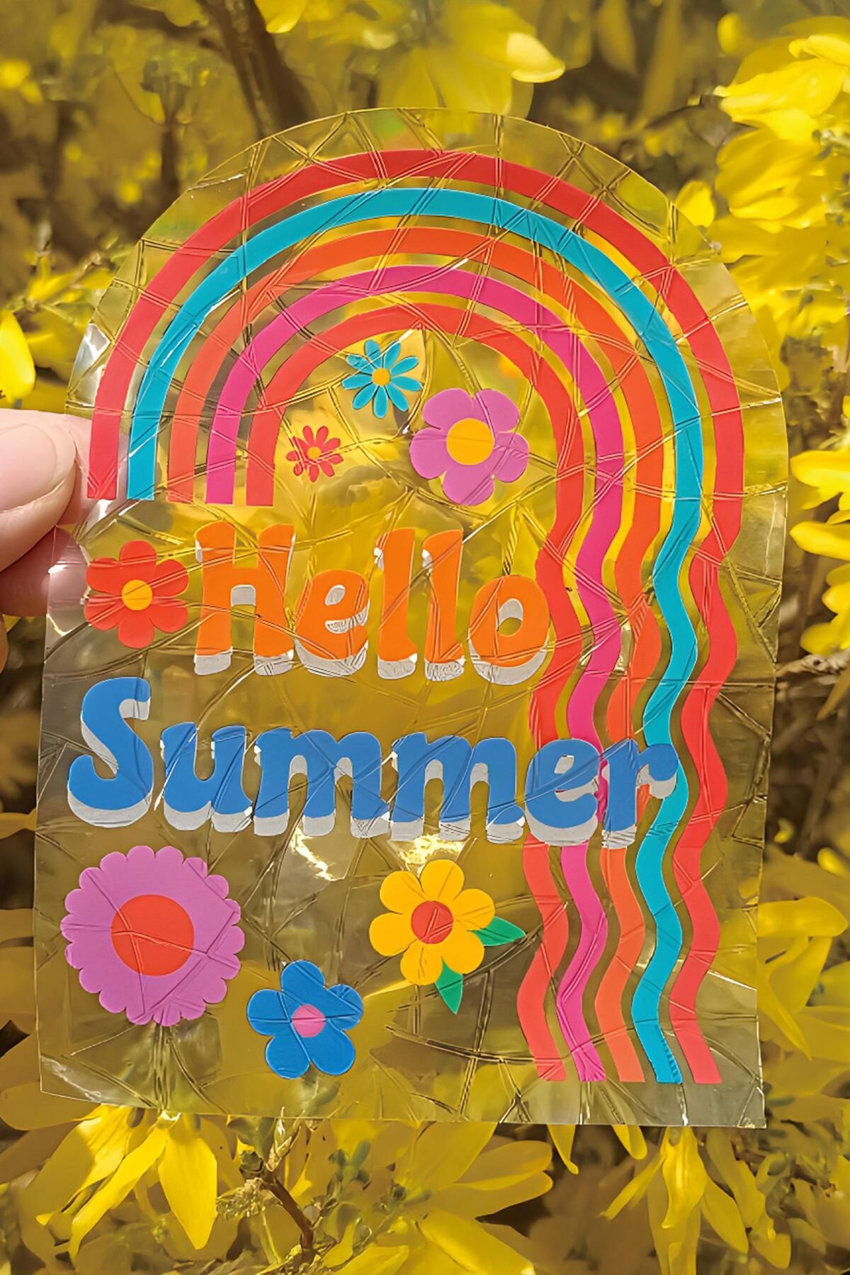Buka Shops-Holographic "Hello Summer" Sun Catcher - Summer Energy Rainbow Window Film 3