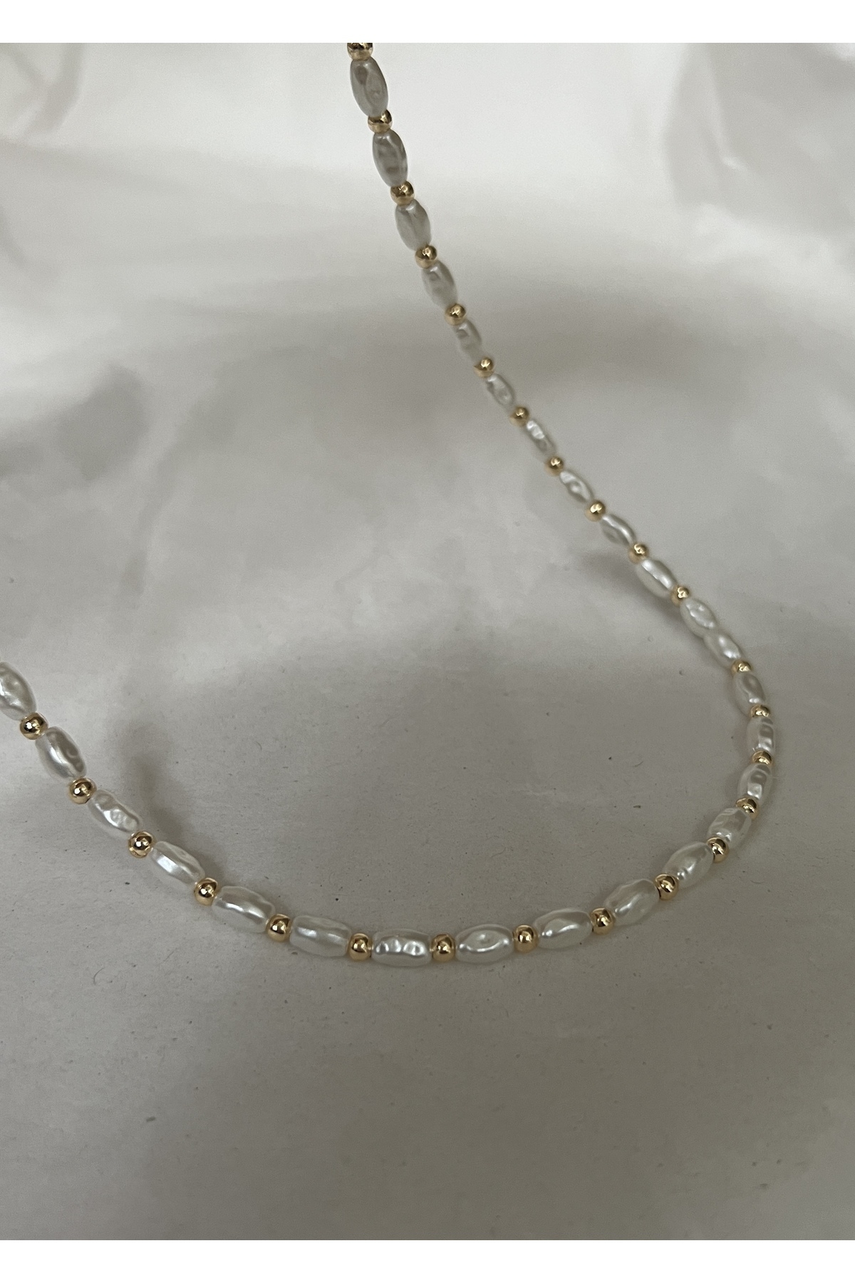 KİLİGİSTANBUL Gold Renk Inci Topçuk Kolye 40+5 cm görsel 2
