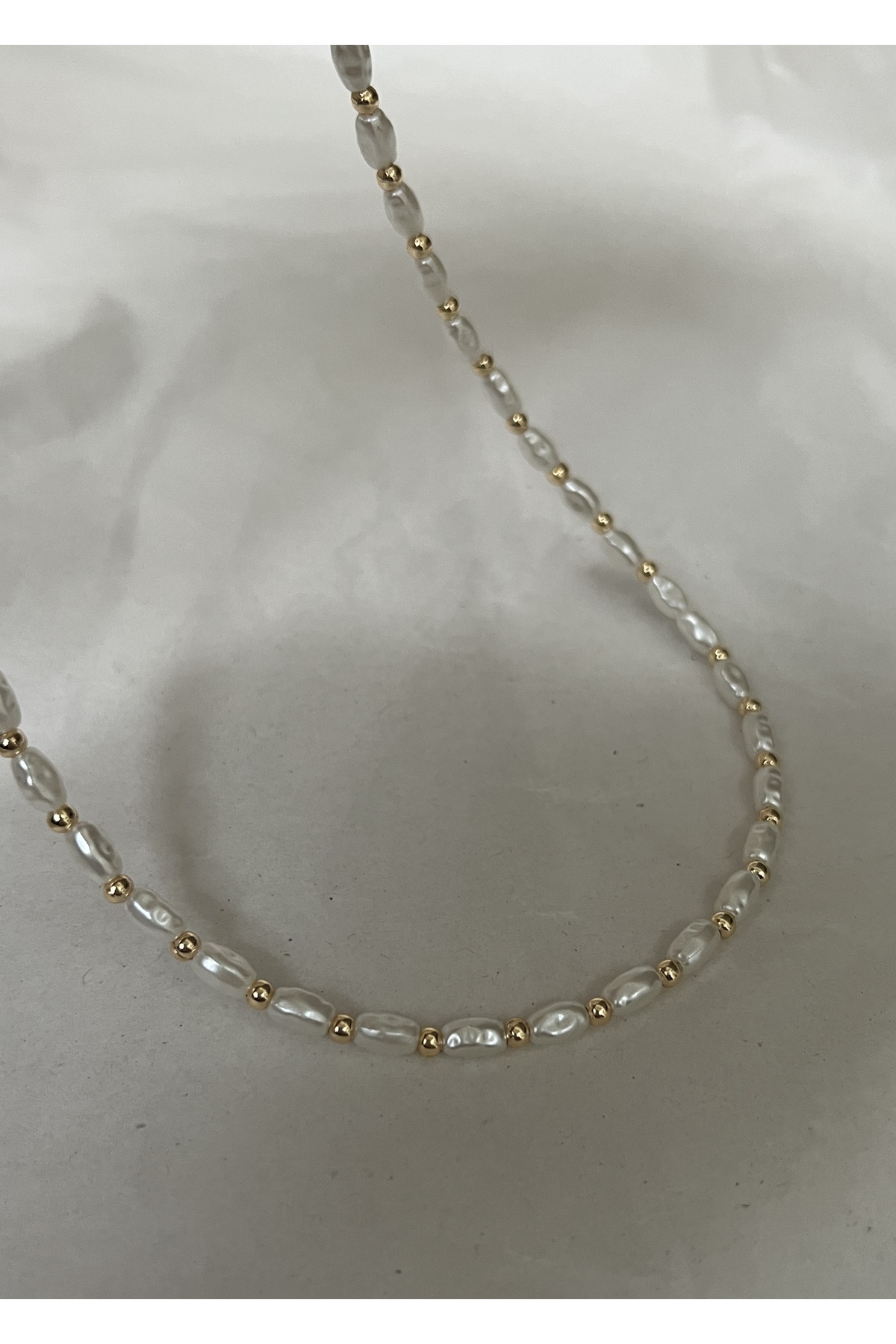 KİLİGİSTANBUL Gold Renk Inci Topçuk Kolye 40+5 cm görsel 3