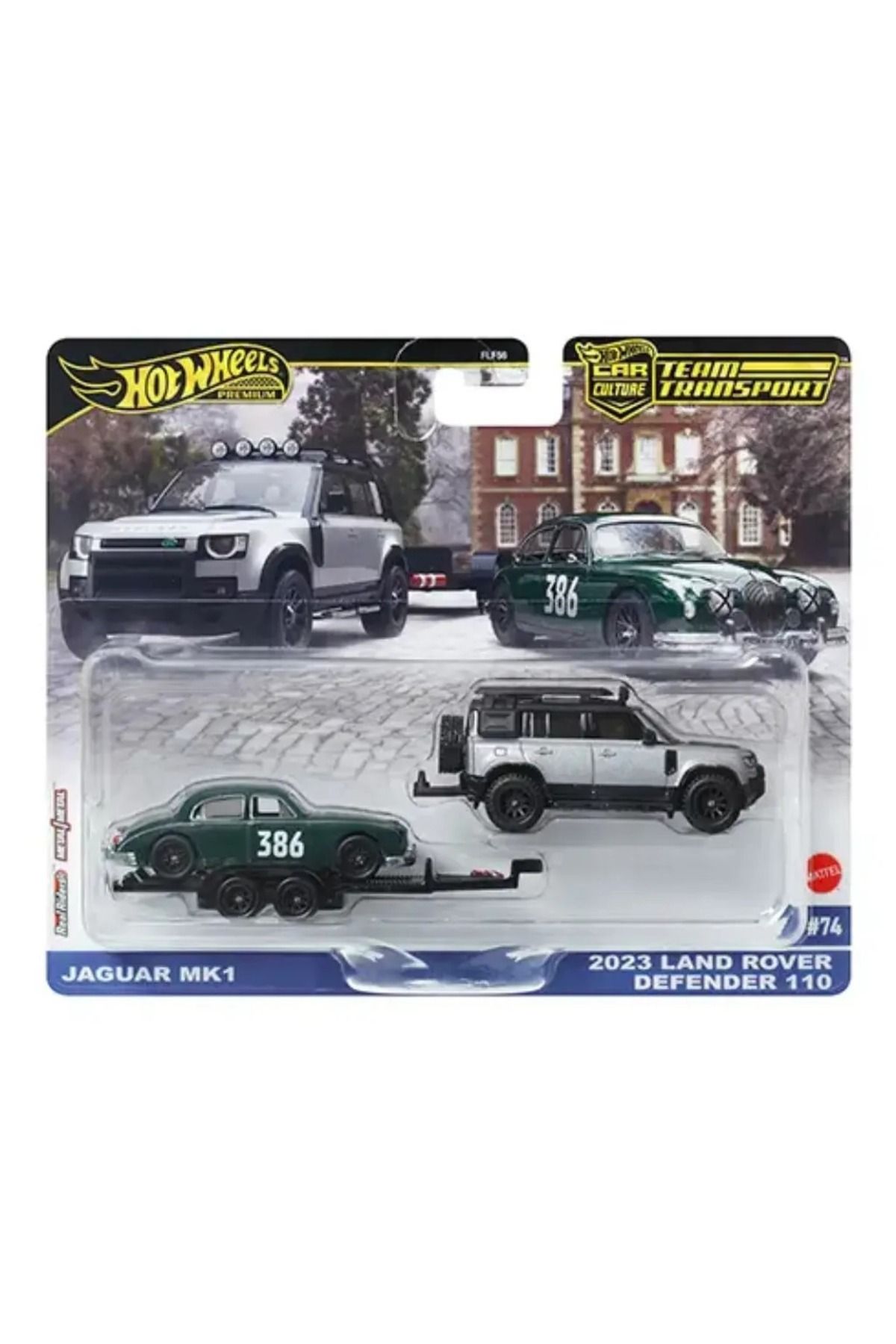 HOT WHEELS Premium Car Culture Team Transport Jaguar MK1 / 2023 Land Rover Defender 110 #74