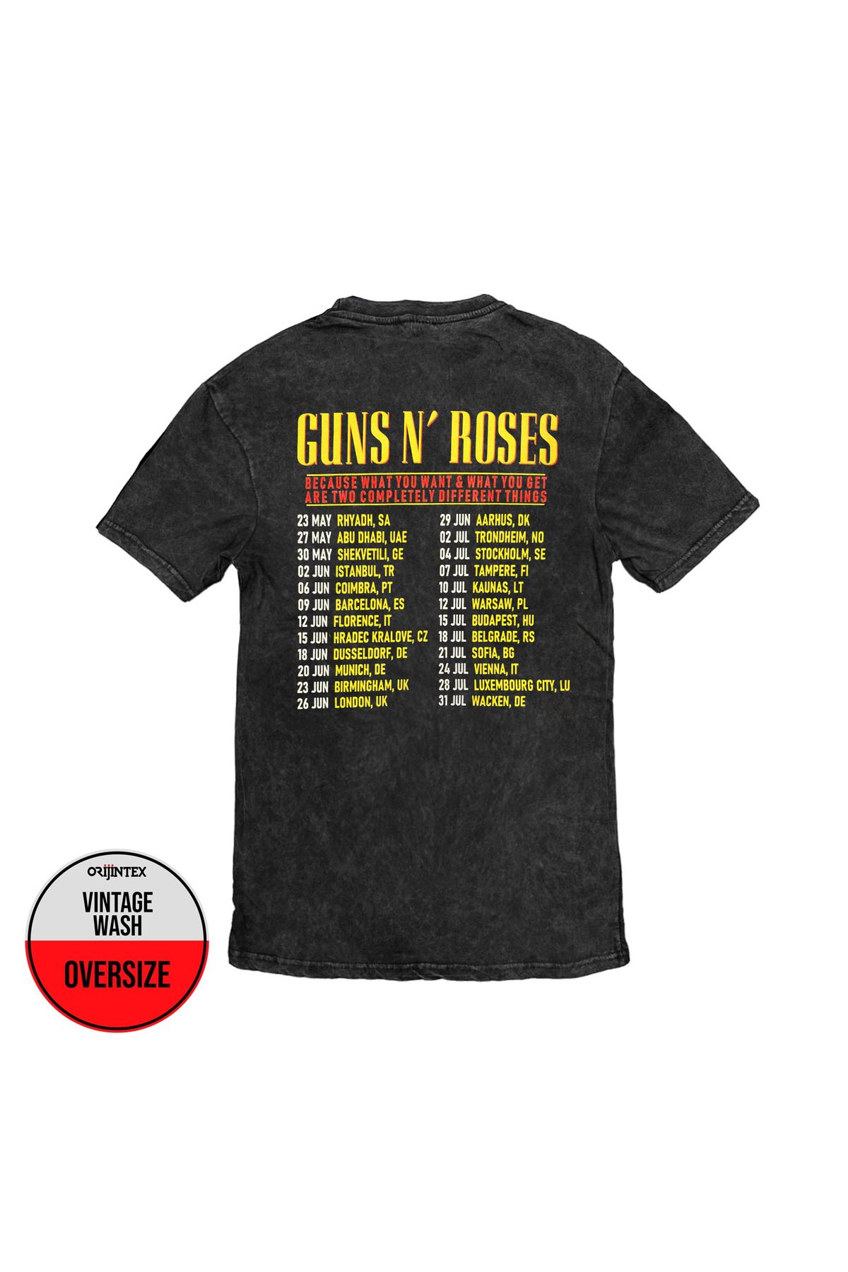 orijintex-Guns N Roses 2025 Custom Front Back Printed Destroyed Oversized Vinset Tshirt 3