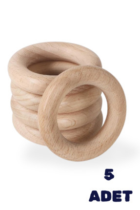 BAMM BAMM Ahşap Diş Kaşıyıcı Halka 5 cm 5 Adet