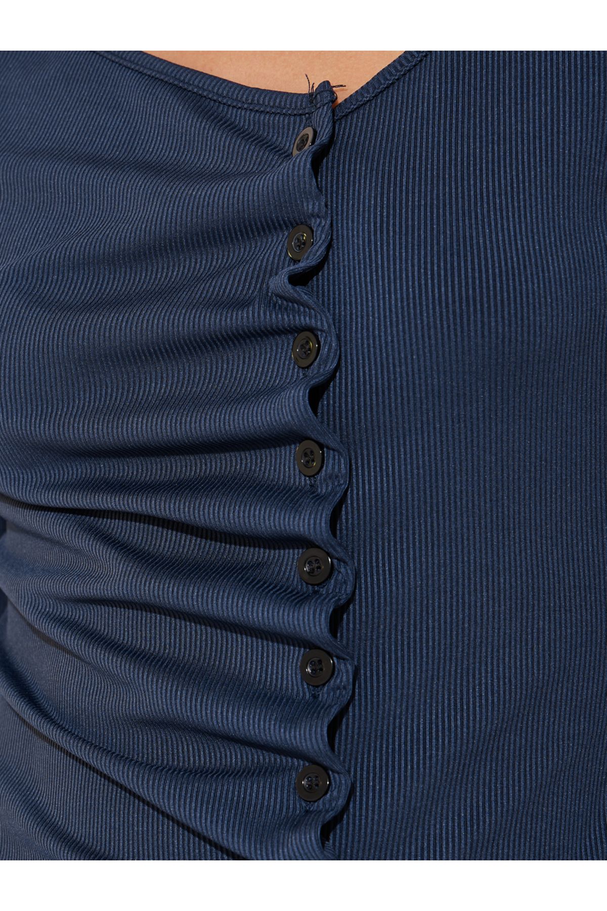 Take Two By Styli-Texture Long Sleeve Top with Button Detailing 3
