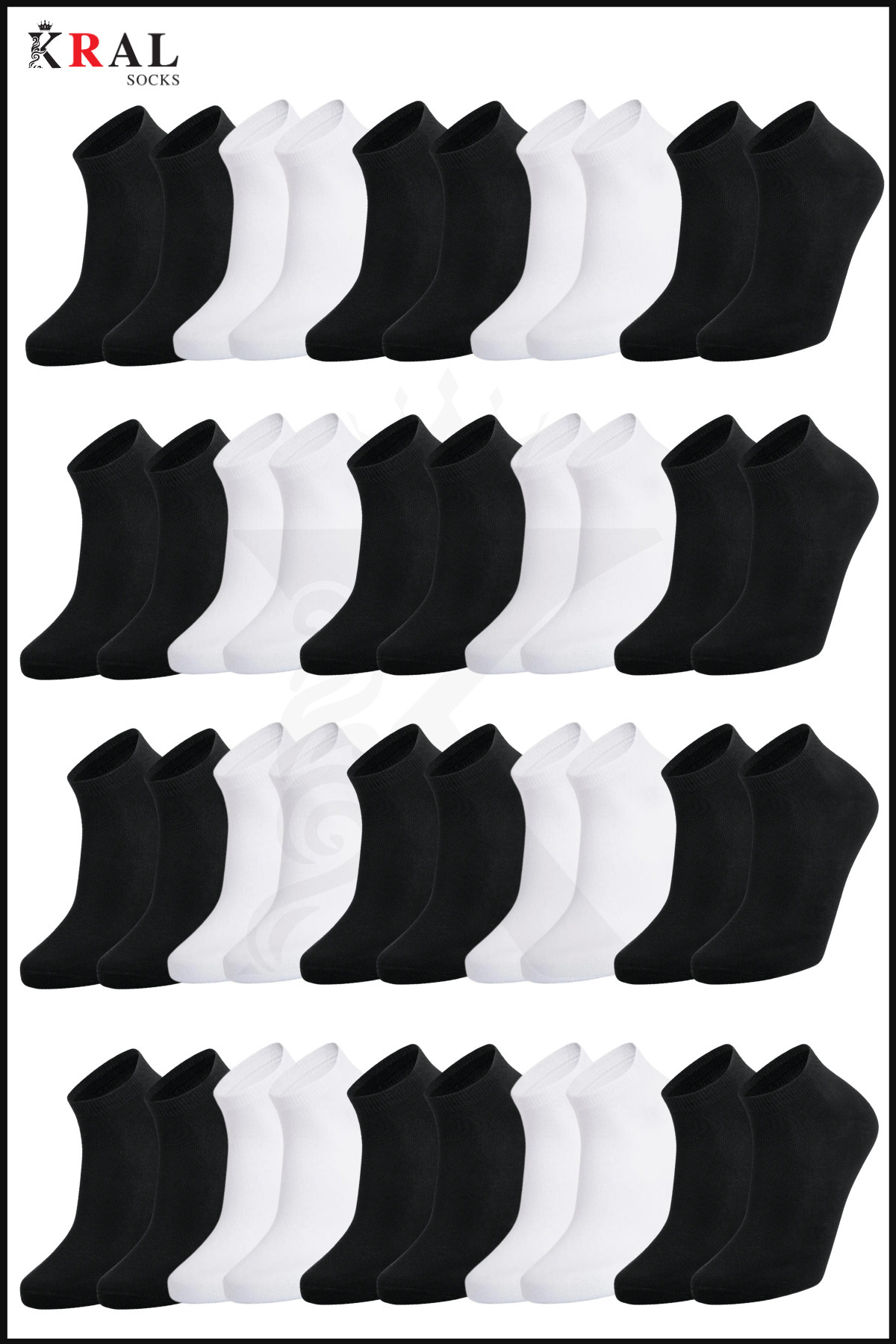 KRAL SOCKS 20 Çift Unisex Pamuklu Düz Desen Ekonomik Bilek Boy Patik Çorap görsel 3