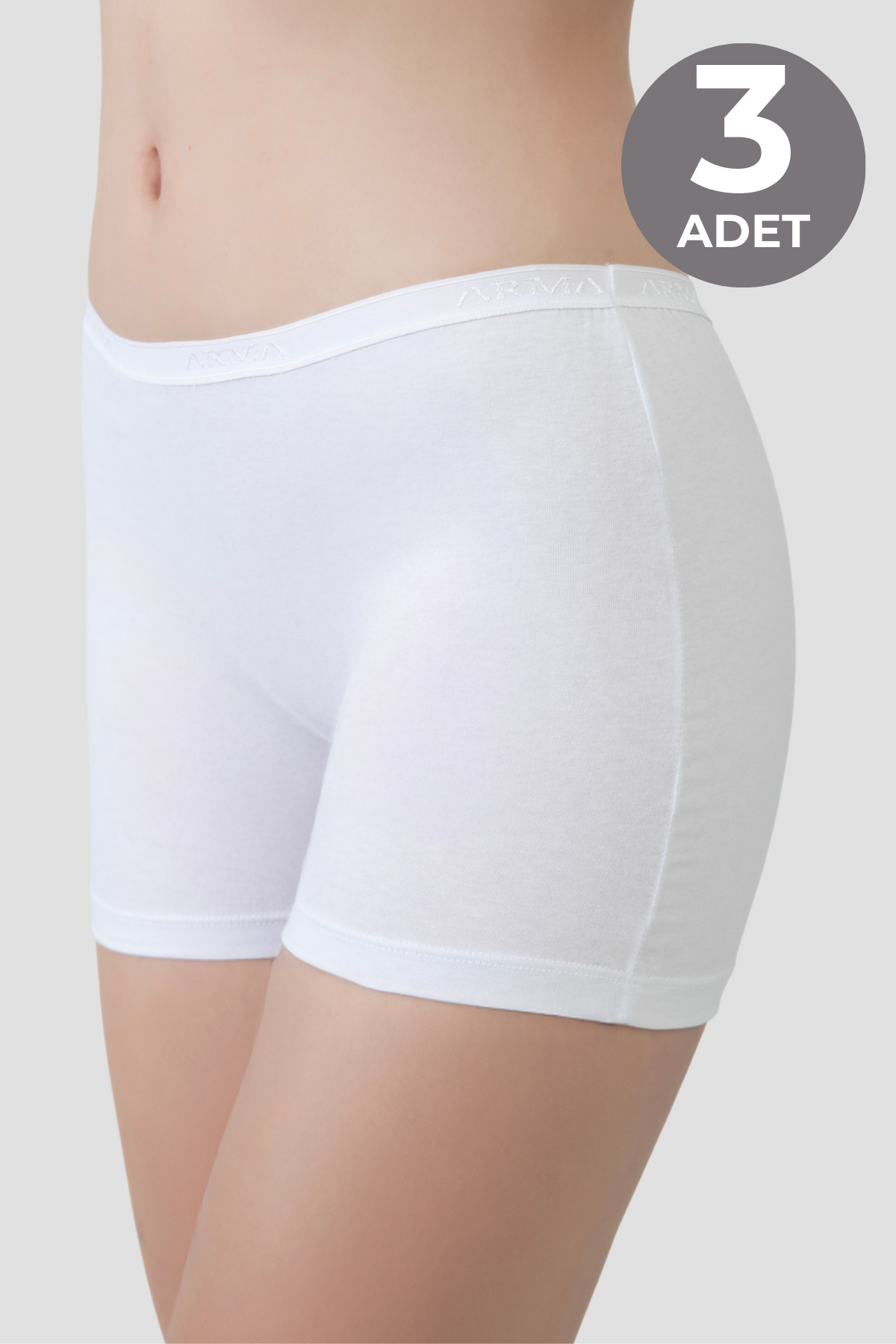 Arma Yıldız 3'lü Paket Kadın Beyaz Boxer Şort Pamuklu Likralı