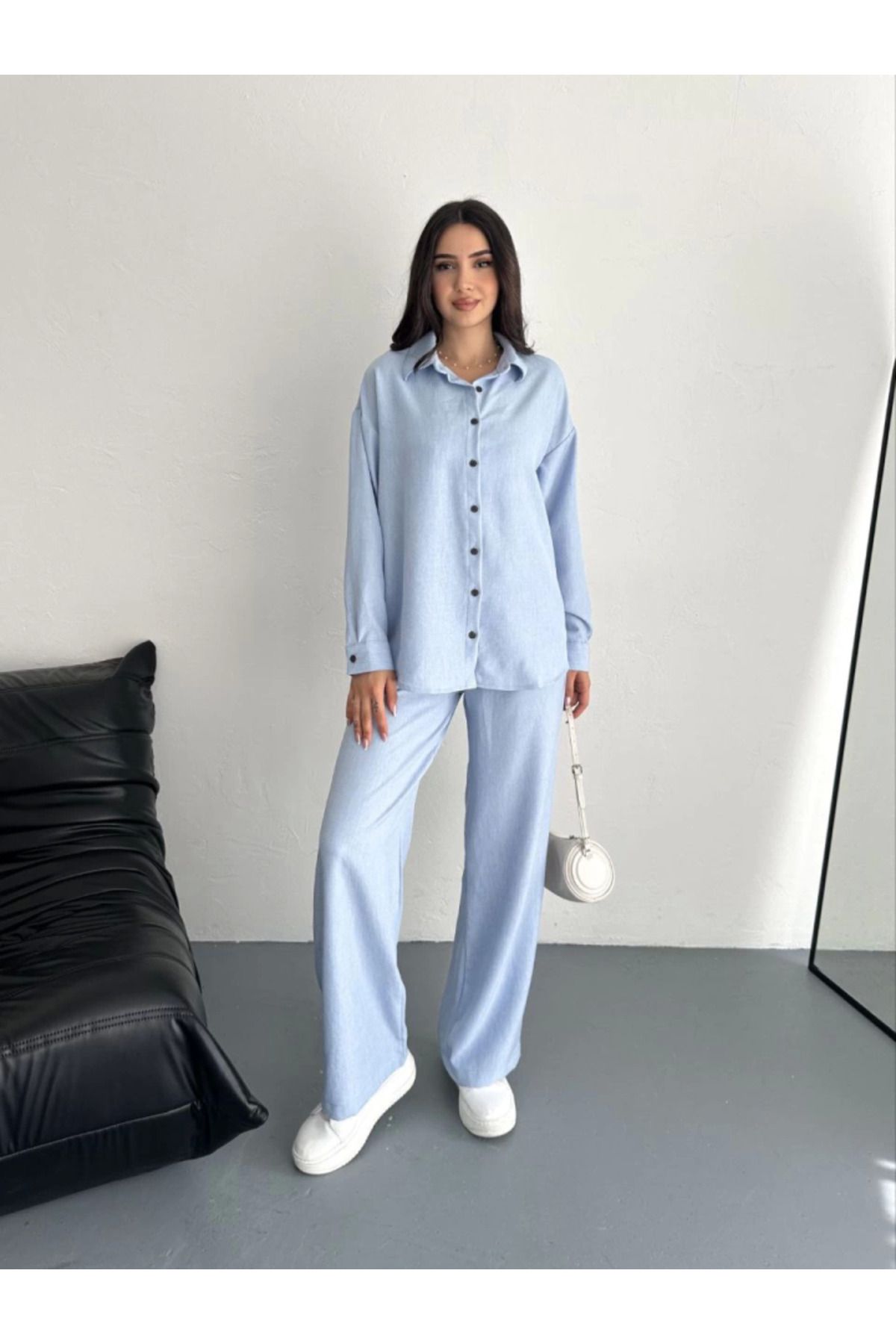 velmorafashion Gömlek Pantolon Ikili Takım - Bebek Mavisi