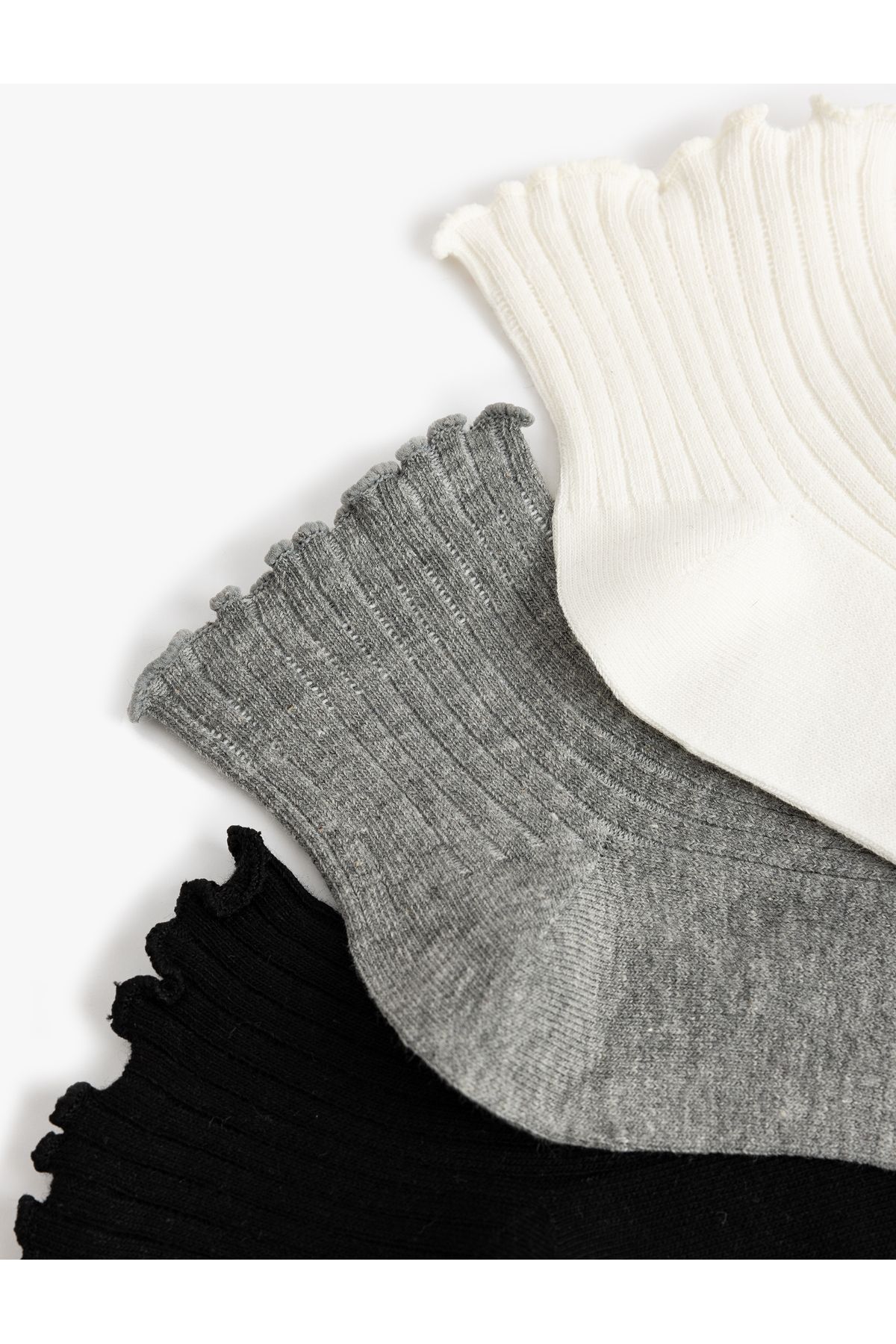 Koton-Set of 3 Booties Socks with Multicolored Ruffle Detail 3