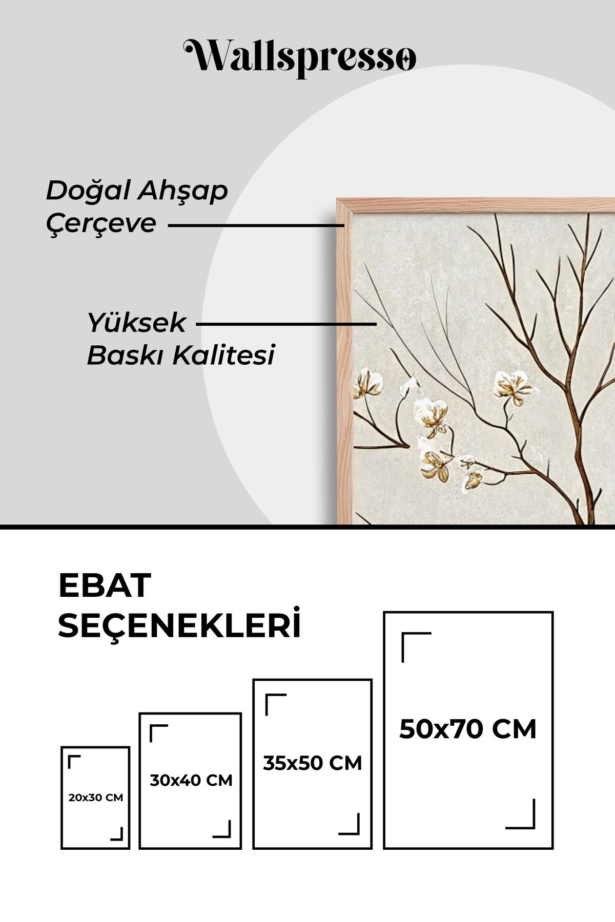 Japon Çiçekleri 3'lü Tablo Seti - Ahşap Çerçeveli Tablo - Duvar Tablo - Üçlü Tablo-Yatak Odası Tablo - 3