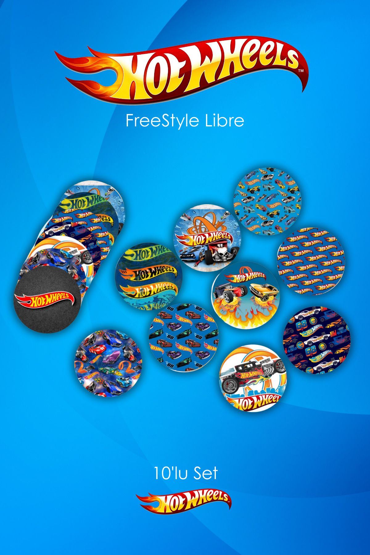 StickIT Freestyle Libre Sensör Koruyucu Bant Hotwheels Serisi 10'lu Paket