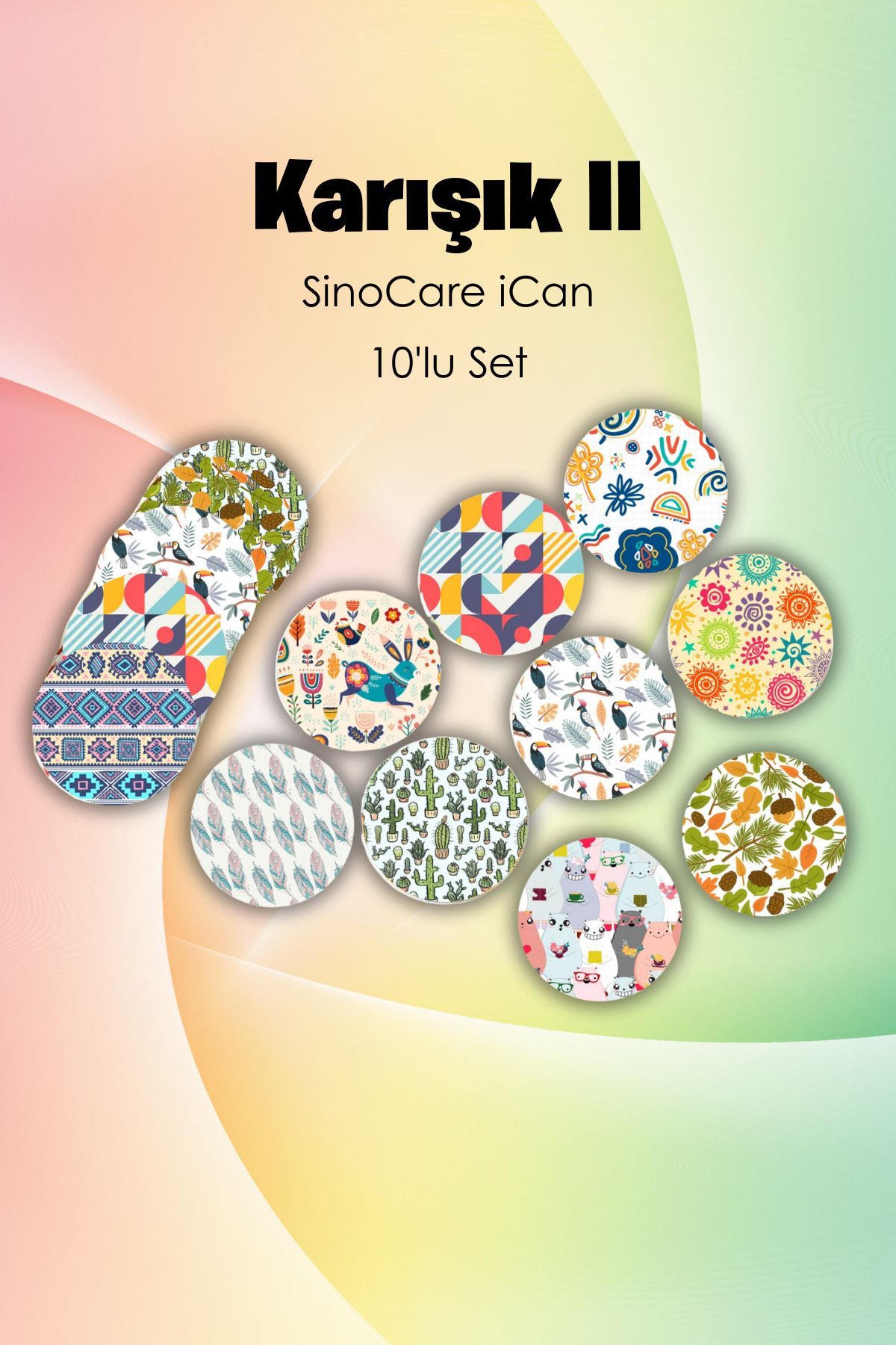 StickIT Sinocare iCan Sensör Koruyucu Bant Karışık2 Serisi 10'lu Paket
