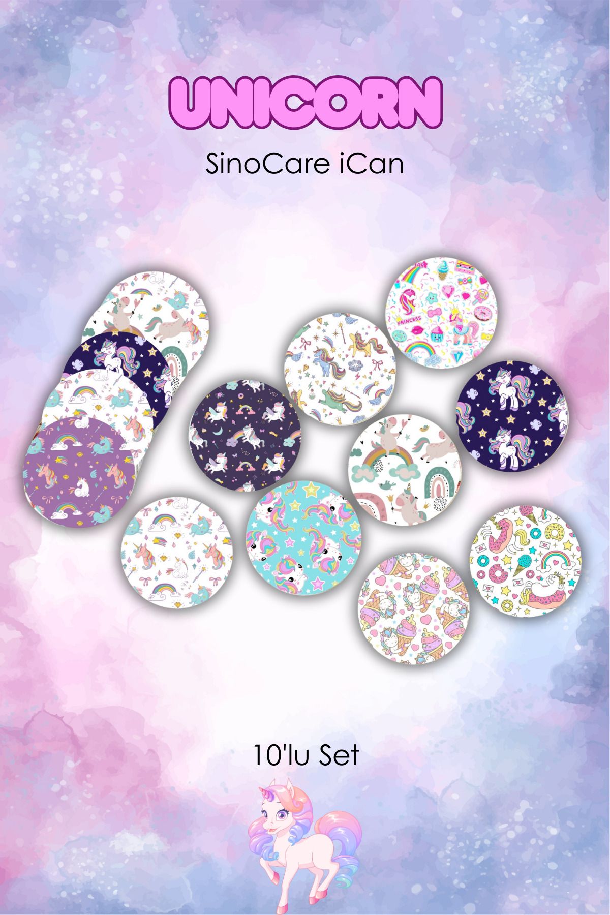 StickIT Sinocare iCan Sensör Koruyucu Bant Unicorn Serisi 10'lu Paket