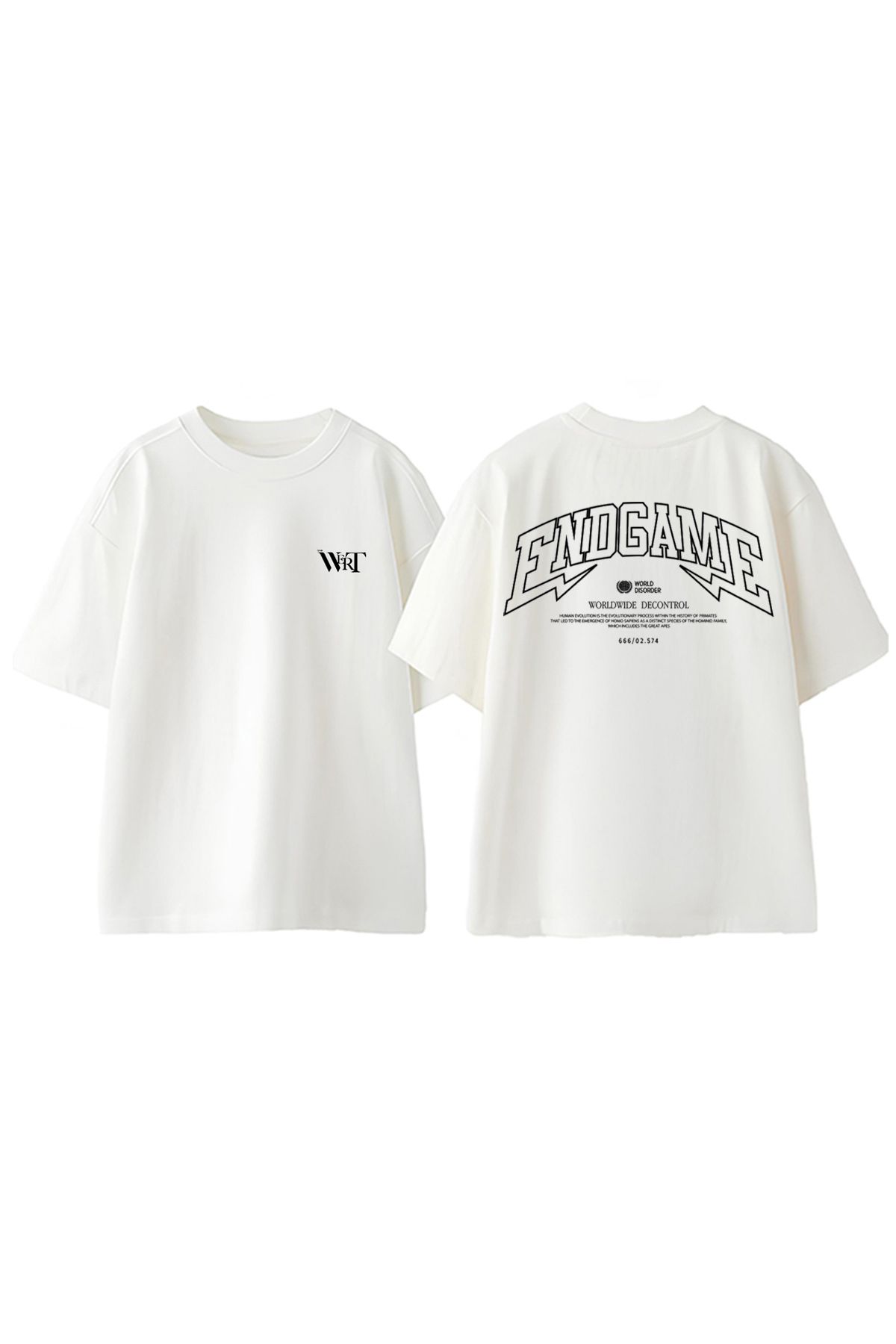 THEWERT-Μπλουζάκι End Game Design Back Printed Βαμβακερό λευκό oversize μπλουζάκι 1