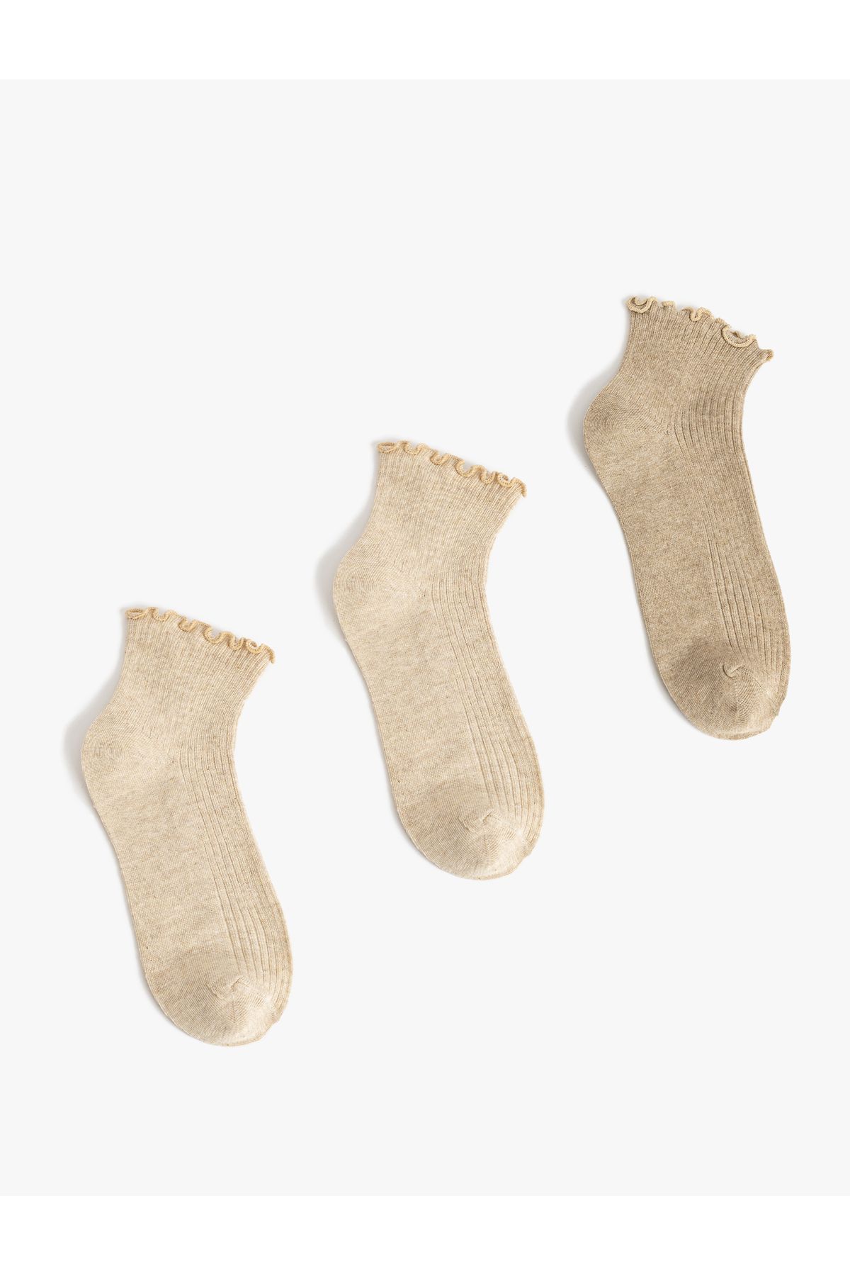 Koton-Set of 3 Booties Socks with Multicolored Ruffle Detail 2