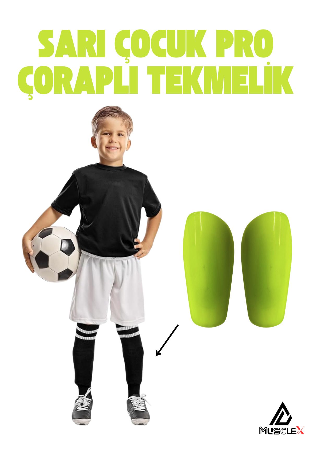 Musclex Spor Tekstil Çocuk Profesyonel Çoraplı Tekmelik | Futbol Tekmelik & Spor Ekipmanı | Kaval Koruyucu