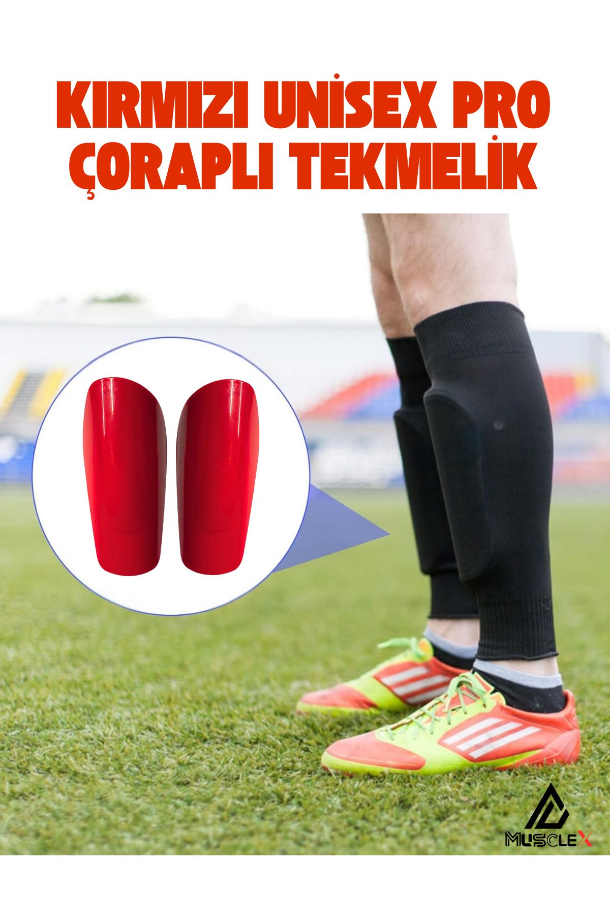 Musclex Spor Tekstil Profesyonel Çoraplı Tekmelik | Futbol Tekmelik | Kaval Koruyucu