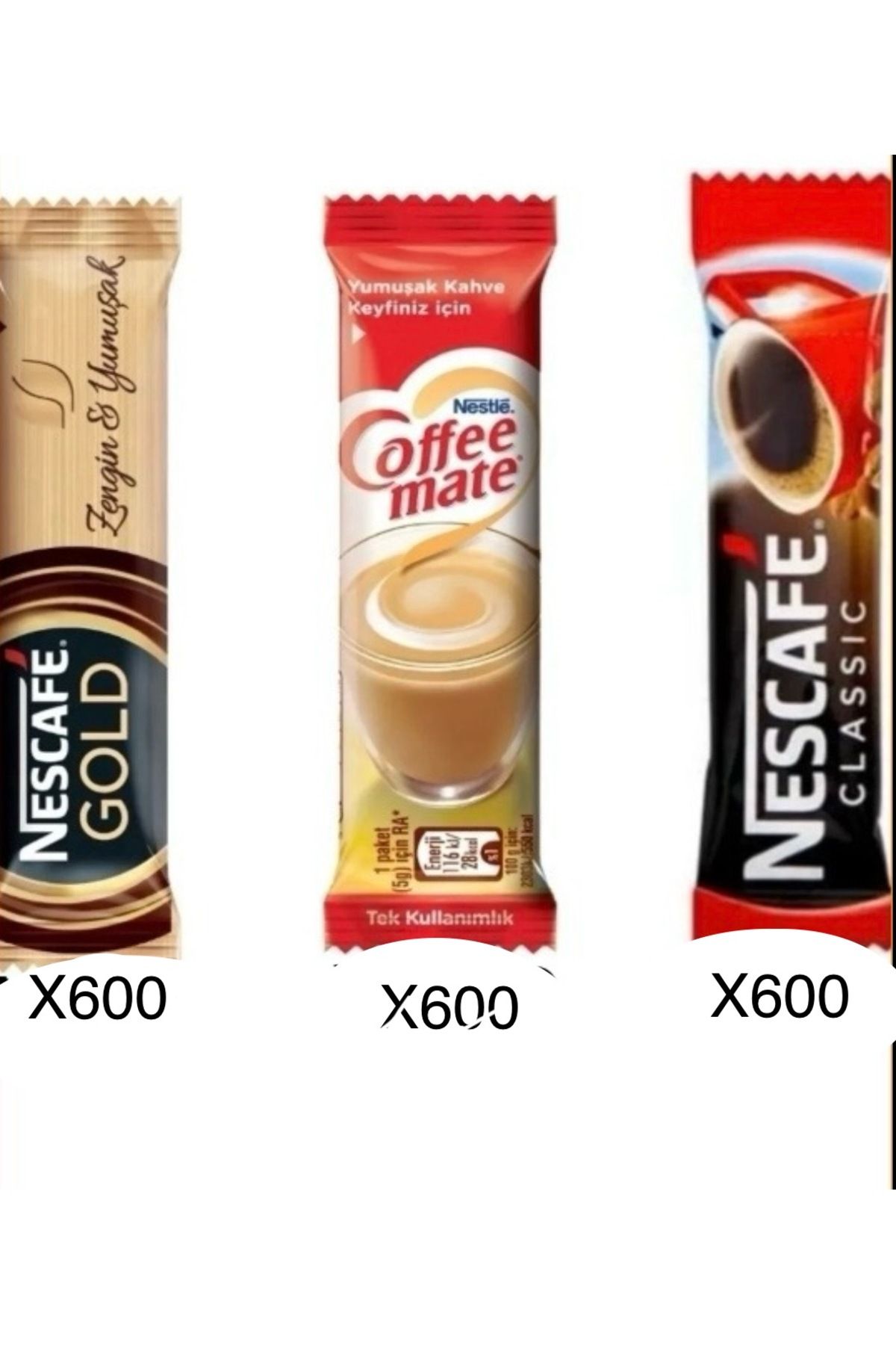 Nescafe Gold 2grx 600 Adet,Classıc 2 grx 600 Adet, Coffe Mate 5grx600 Adet. Tek İçimlik Kahveler.