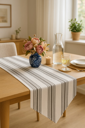 emira tasarım Çizgili Runner Dekoratif Masa Örtüsü 40x140 Mutfak & Yemek Masa...