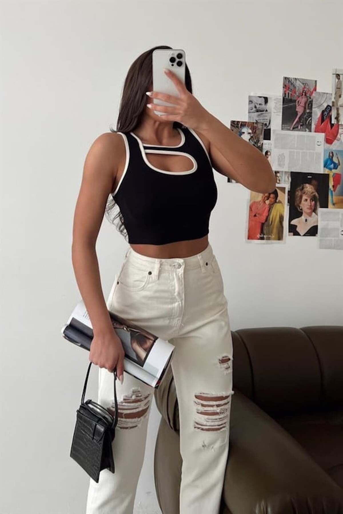 BİGÜMEX Dekolteli Biyeli Kaşkorse Kadın Crop Bluz
