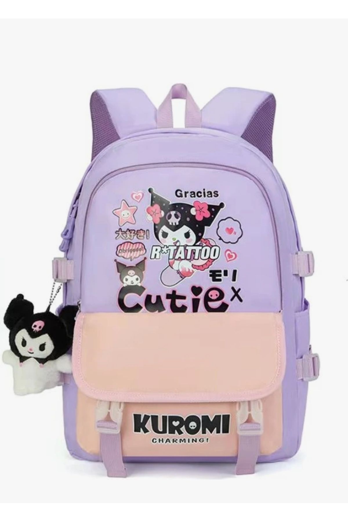 UYGUN ELEKTRONİK Kuromi Su Geçirmez Büyük Kapasiteli Ilkokul Sırt Çantası Siyah Sanrio Çanta Ortaokul