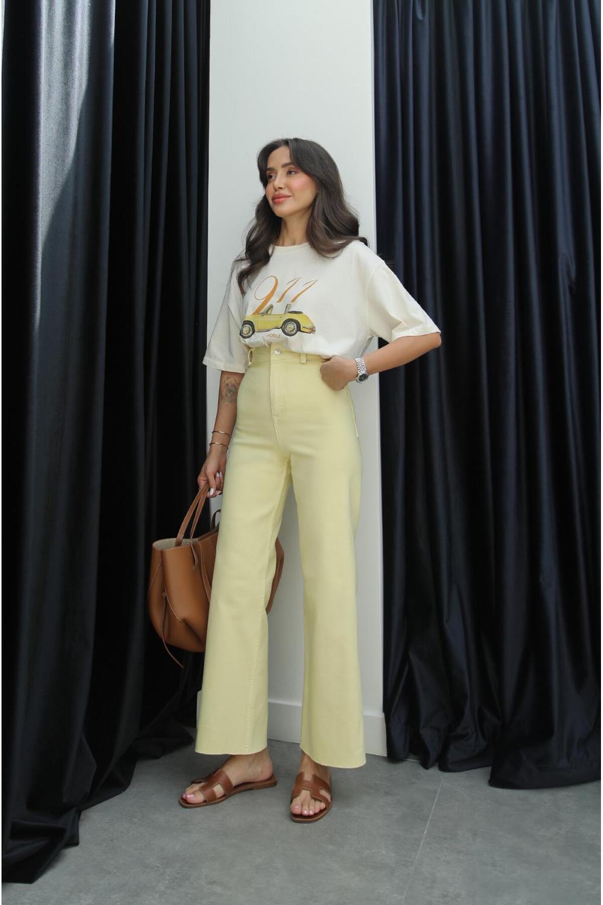 Havoş-Κίτρινο Cropped Flare Jean 3