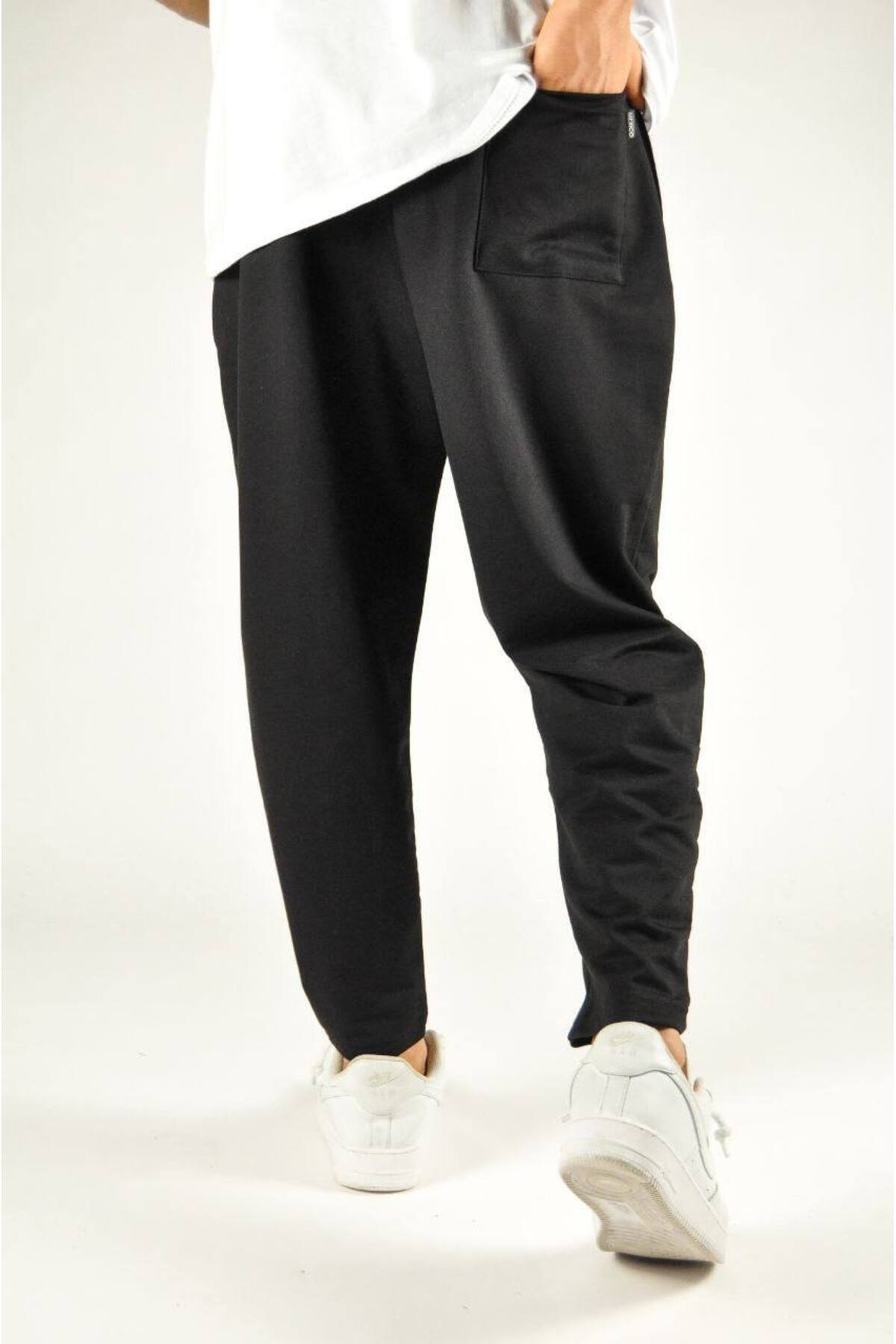 SUPERBLUE-Men's Loose Basic Casual Sports Black Baguette Trousers 3