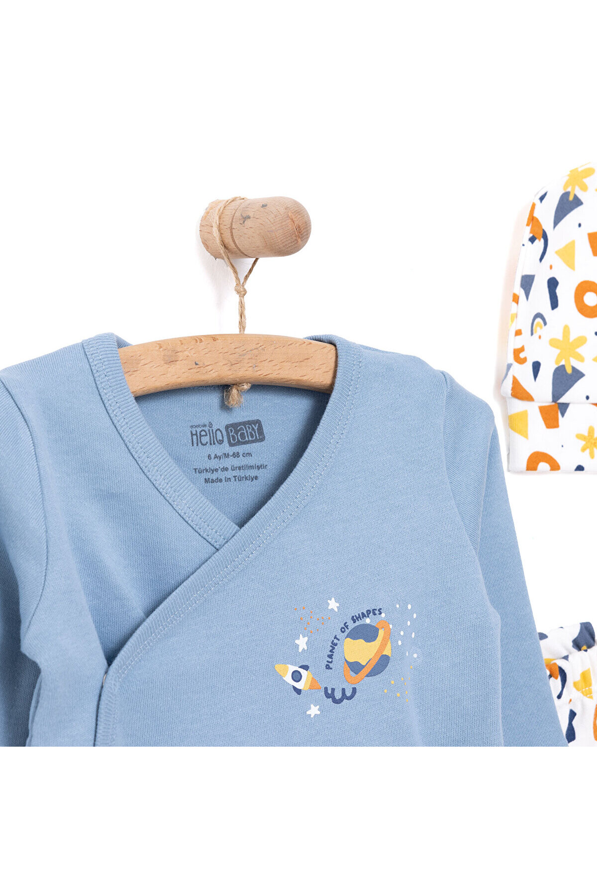 ebebek Hello Baby Yenidoğan Zıbın-Şapka-Patikli Alt 3lü Set Erkek Bebek fotoğrafı 3 (önizleme)