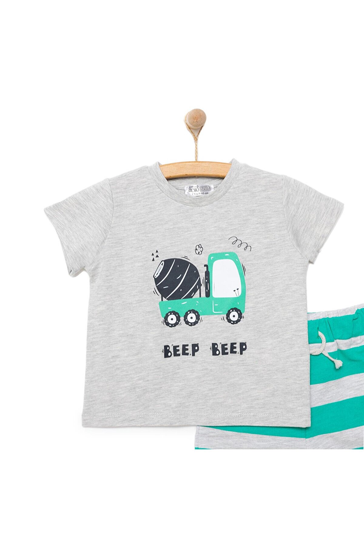 ebebek Hello Baby HelloBaby Cars&Roads Erkek Kamyon Baskılı Tshirt-Şort Erkek Bebek fotoğrafı 3 (önizleme)